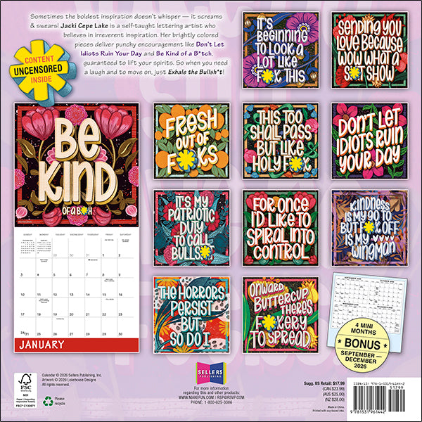 2027 Exhale The Bullsh*T Wall Calendar 12X12 20 9781531961442_2be3e4b6-a666-4228-949e-bcaae49fa8d6