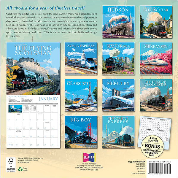 2027 Classic Trains Wall Calendar 12 x 12 20 9781531961565_dcad0fd7-8b05-4f85-b78b-b182d51bbd15