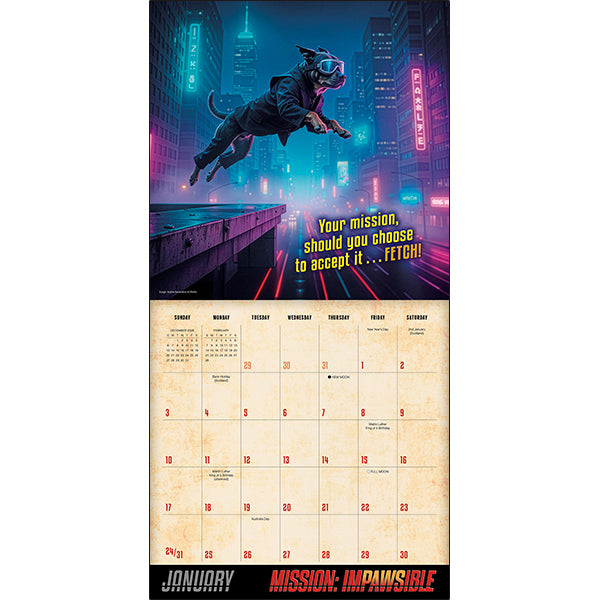 2027 Mission: Impawsible Wall Calendar 12 x 12 20 9781531961688_3