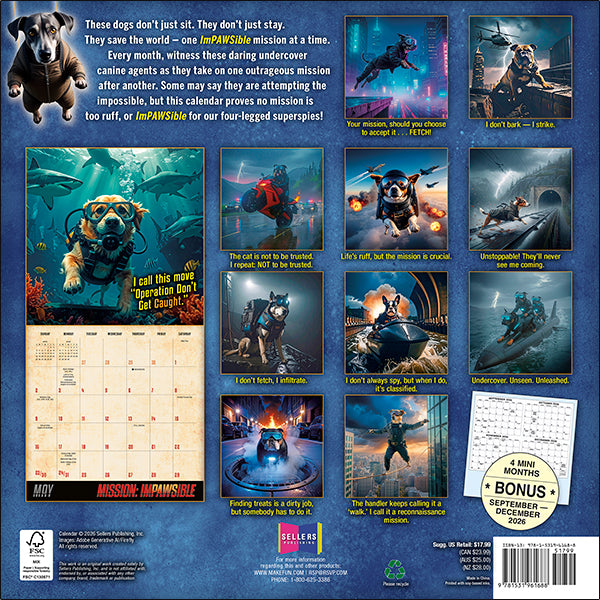 2027 Mission: Impawsible Wall Calendar 12 x 12 20 9781531961688_c2722667-e18c-4d79-849b-6c54a339893c