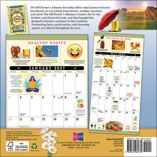 2027 The Old Farmer's Almanac Everyday Advice Mini Wall Calendar - 7 x 7 20 9781531961770_b81773fa-9841-4cc2-82b0-07a3e720a5ed