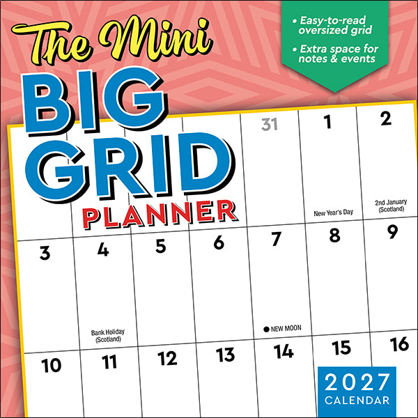 2027 The Mini Big Grid Planner Wall Calendar 7 x 7 20 9781531961893