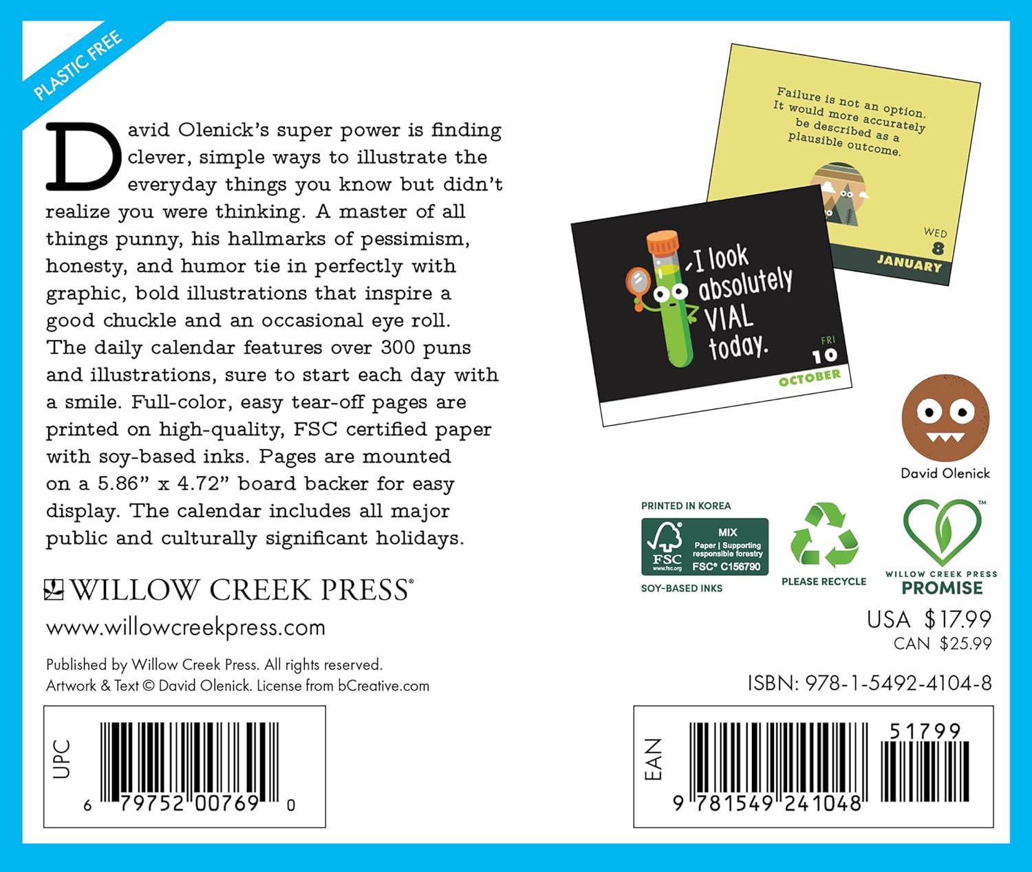 The Art Of David Olenick 2025 Box Calendar - Willow Creek Press 9781549241048_1