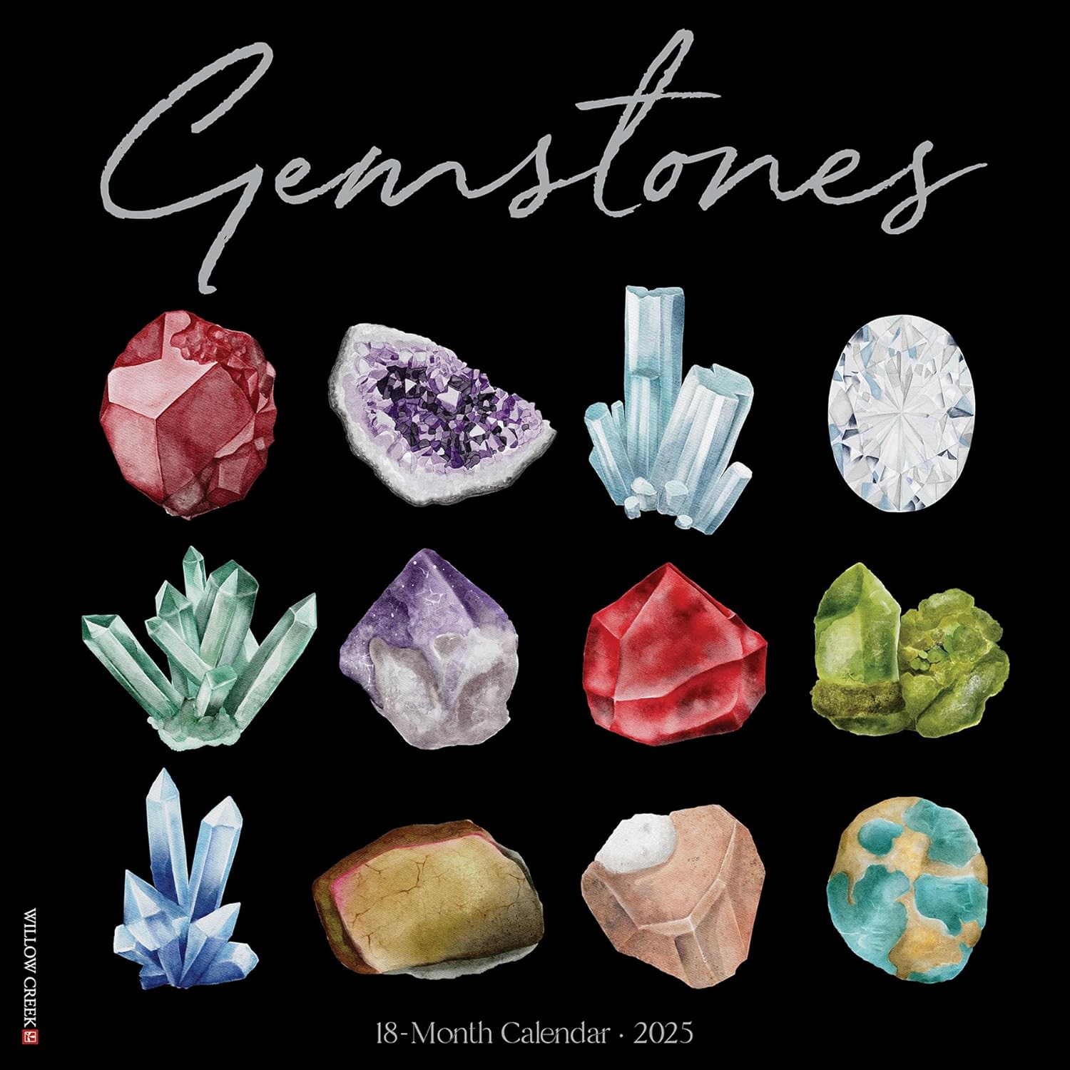 Gemstones 2025 Wall Calendar - Willow Creek Press 9781549243004