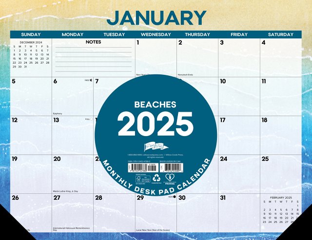Beaches 2025 22X17 Desk Pad 9781549247880