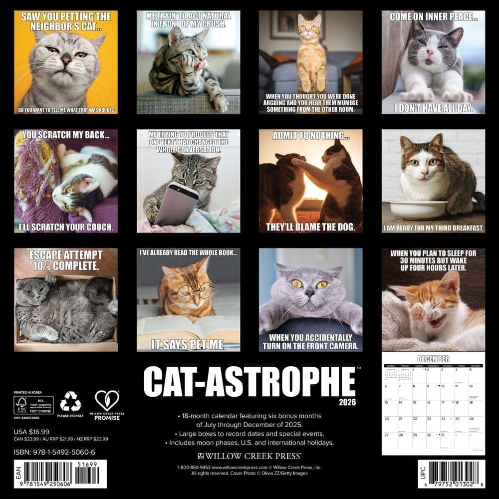 2026 Cat-Astrophe Wall Calendar 9781549250606_274ce285-55e1-4ada-85c3-3aaef7aa7bb9