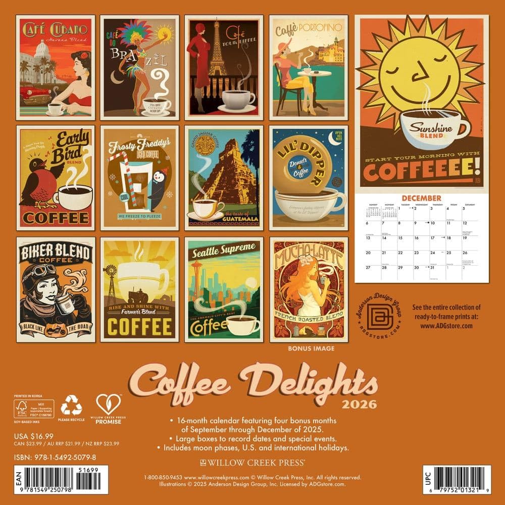 2026 Coffee Delights (Anderson Design Group) Wall Calendar 9781549250798