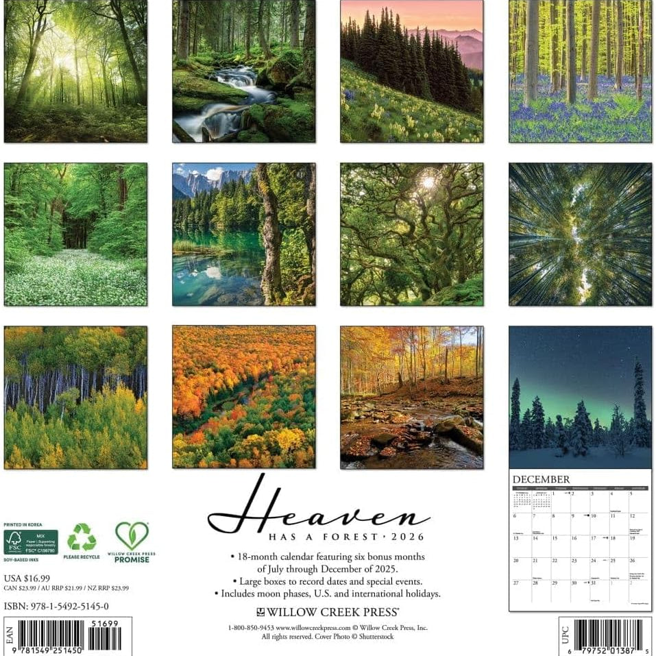 2026 Heaven Has A Forest Wall Calendar 9781549251450_63be7f69-a95d-487d-85d7-695155c1ecb5