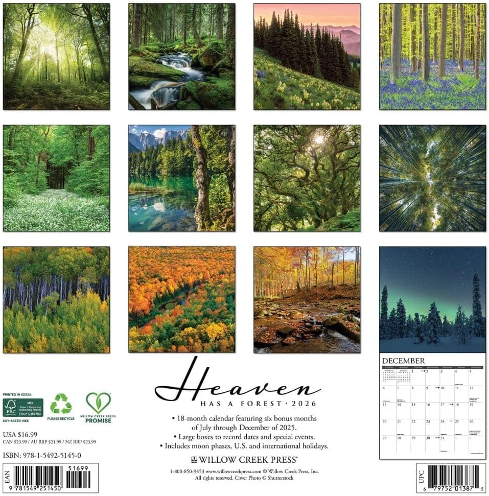 2026 Heaven Has A Forest Wall Calendar 9781549251450_63be7f69-a95d-487d-85d7-695155c1ecb5