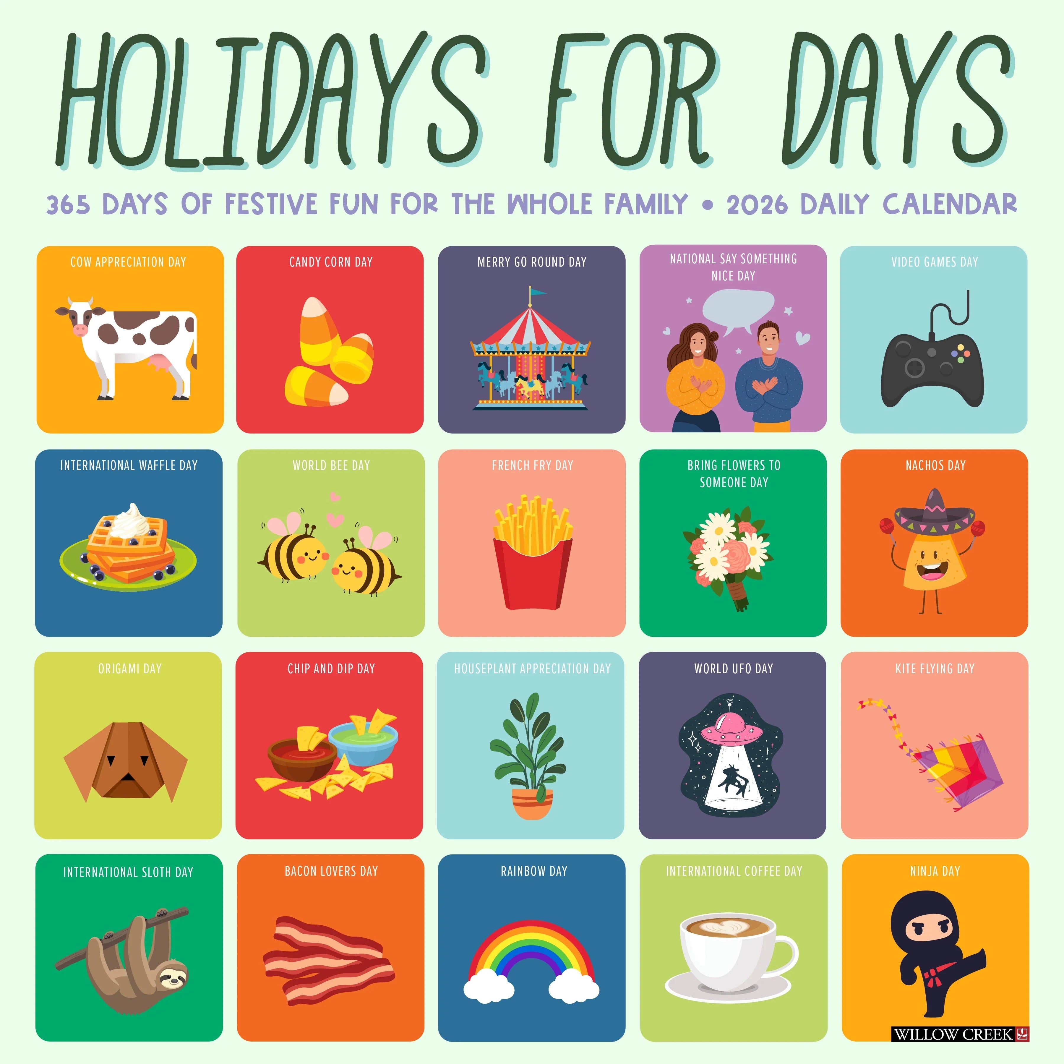 2026 Holidays For Days Wall Calendar 9781549251481