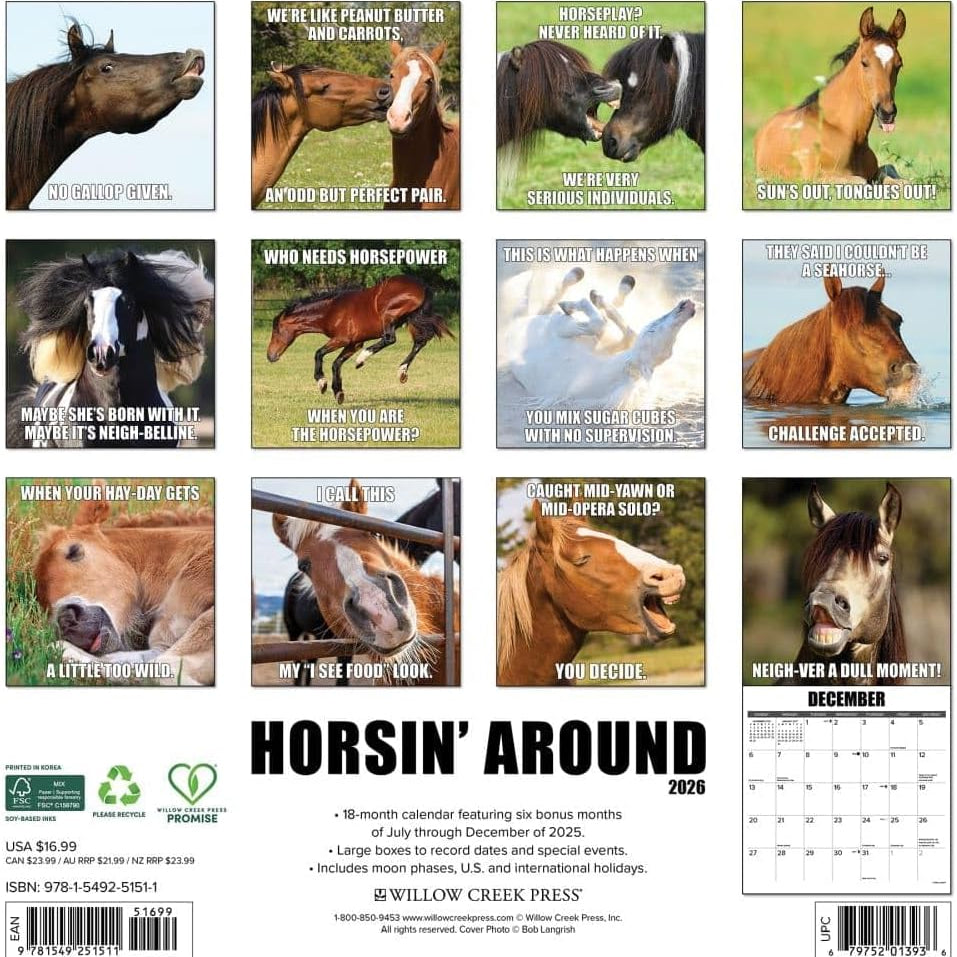 2026 Horsin’ Around Wall Calendar 9781549251511