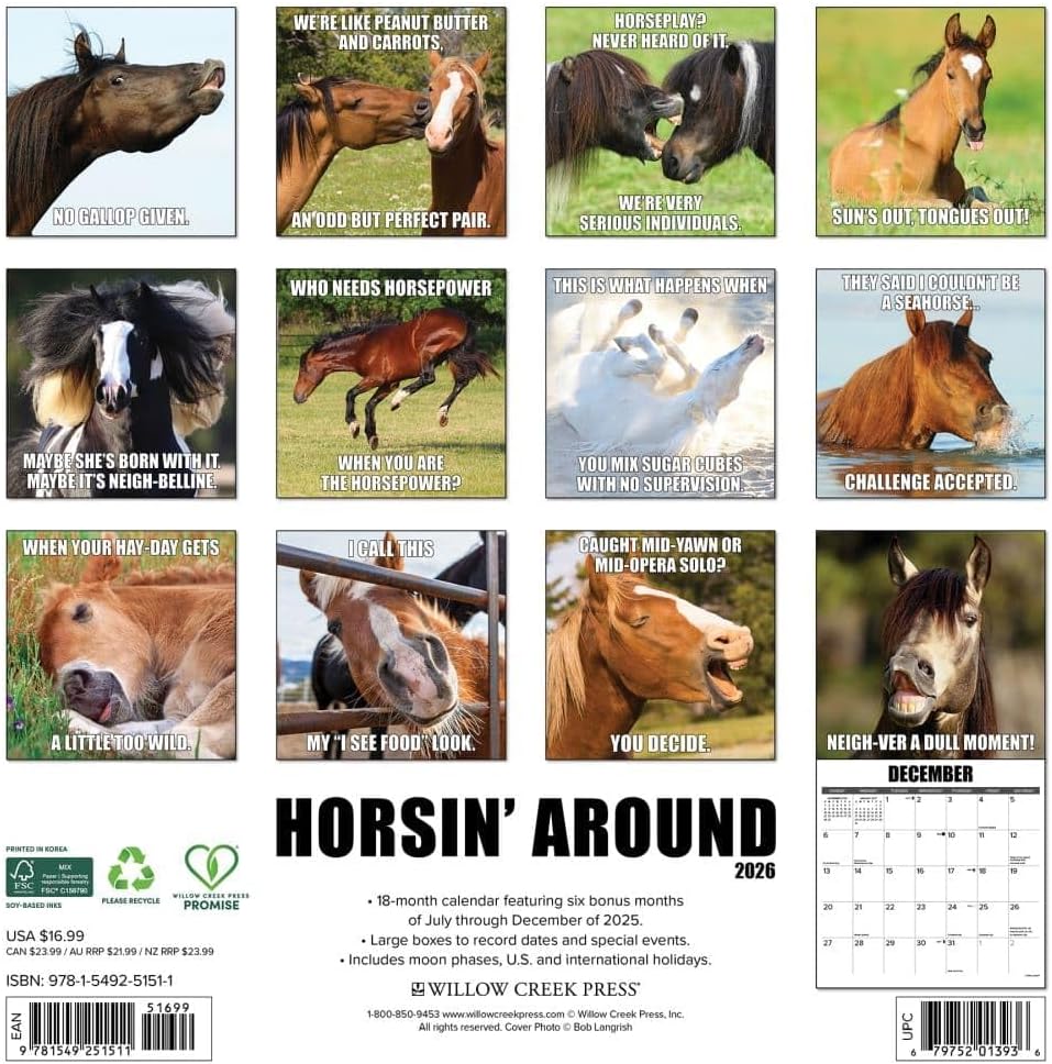 2026 Horsin’ Around Wall Calendar 9781549251511