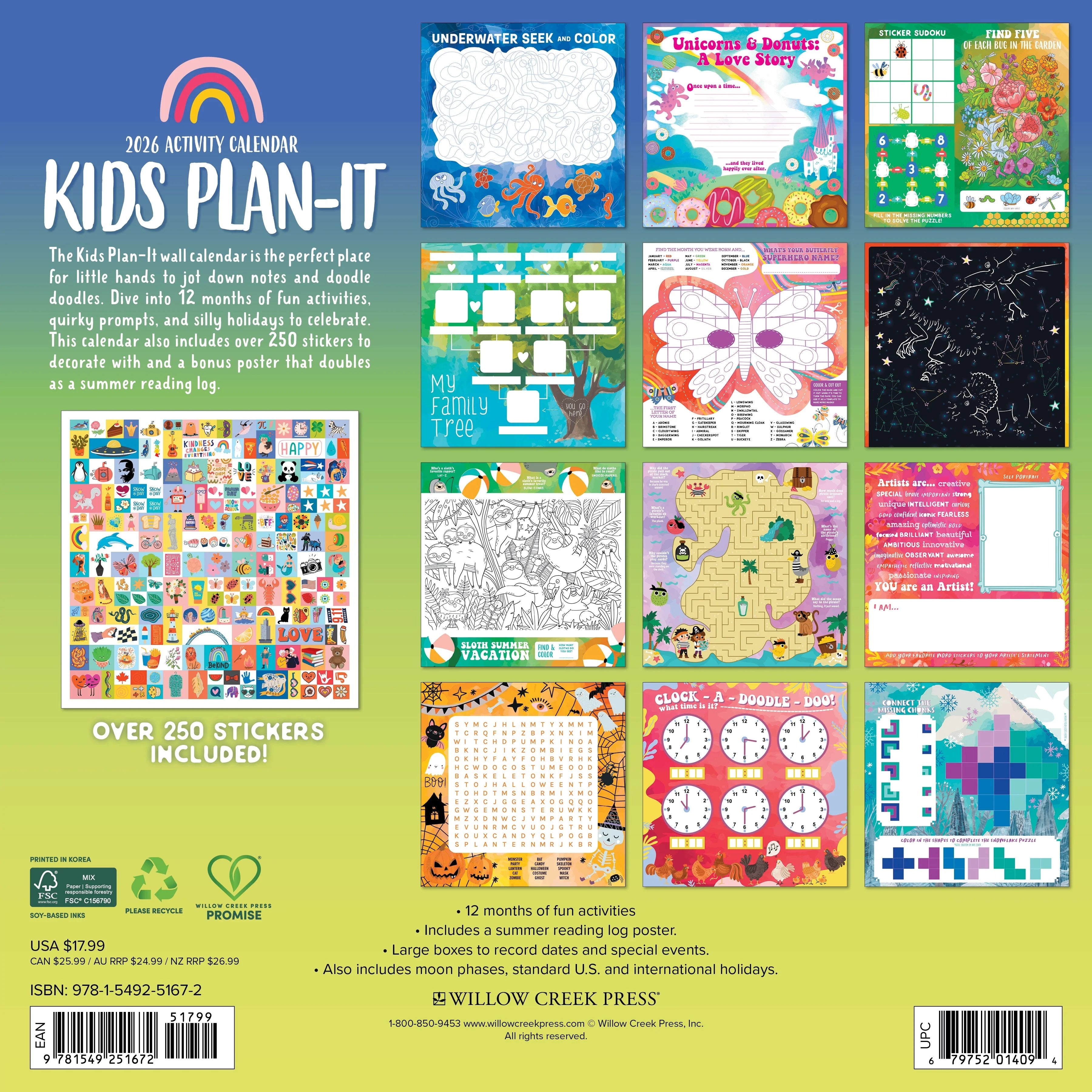 2026 Kid’S Plan It Calendar Wall Calendar 9781549251672_c48d5f2c-028b-4b33-96c9-5d7f615ec7a9