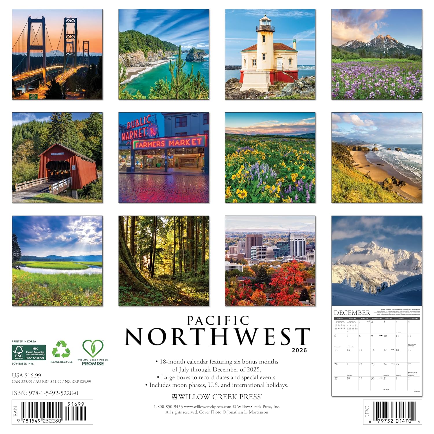 2026 Pacific Northwest Wall Calendar 9781549252280