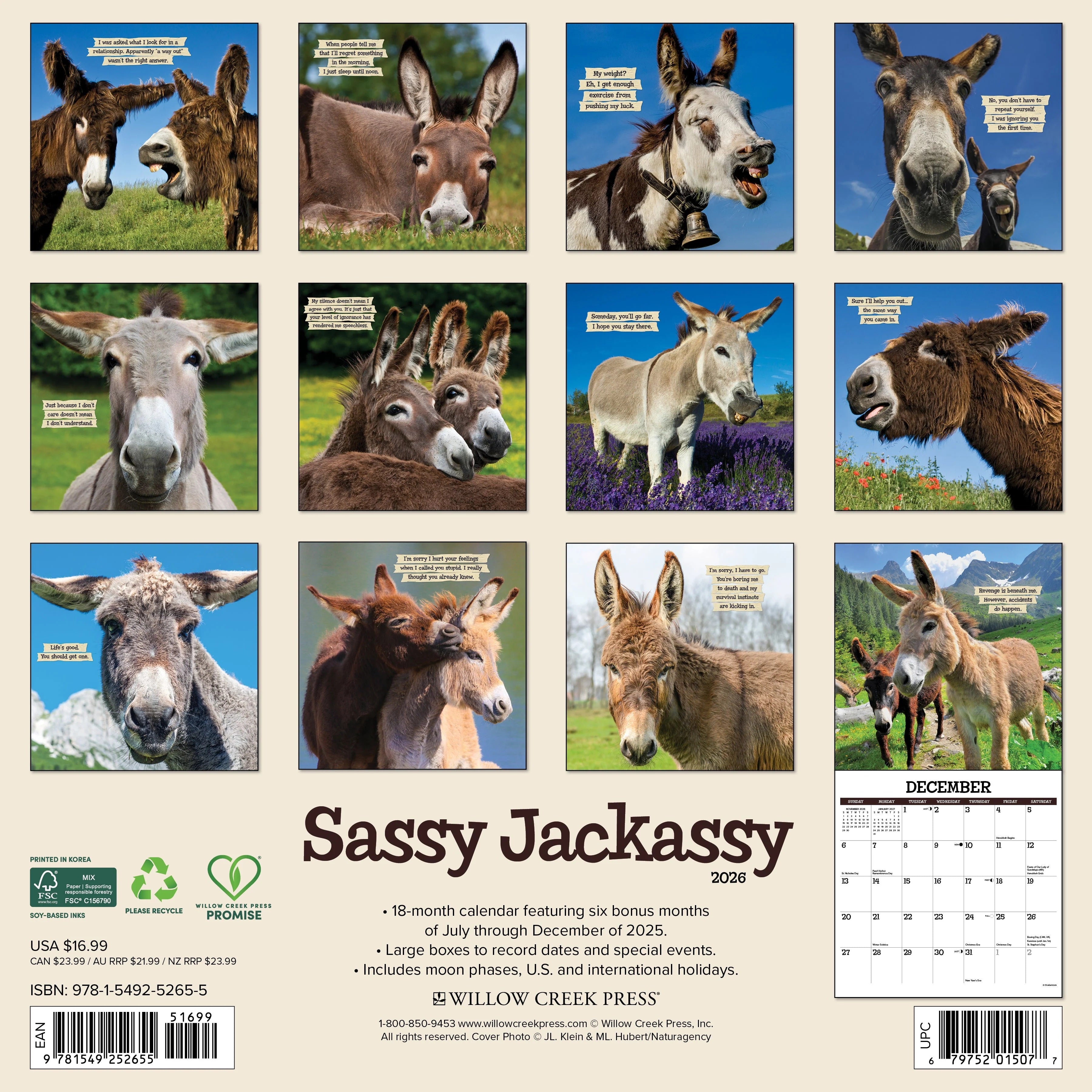2026 Sassy Jackassy Wall Calendar 9781549252655_989d2ffc-6346-459a-a986-0dda232a0e00