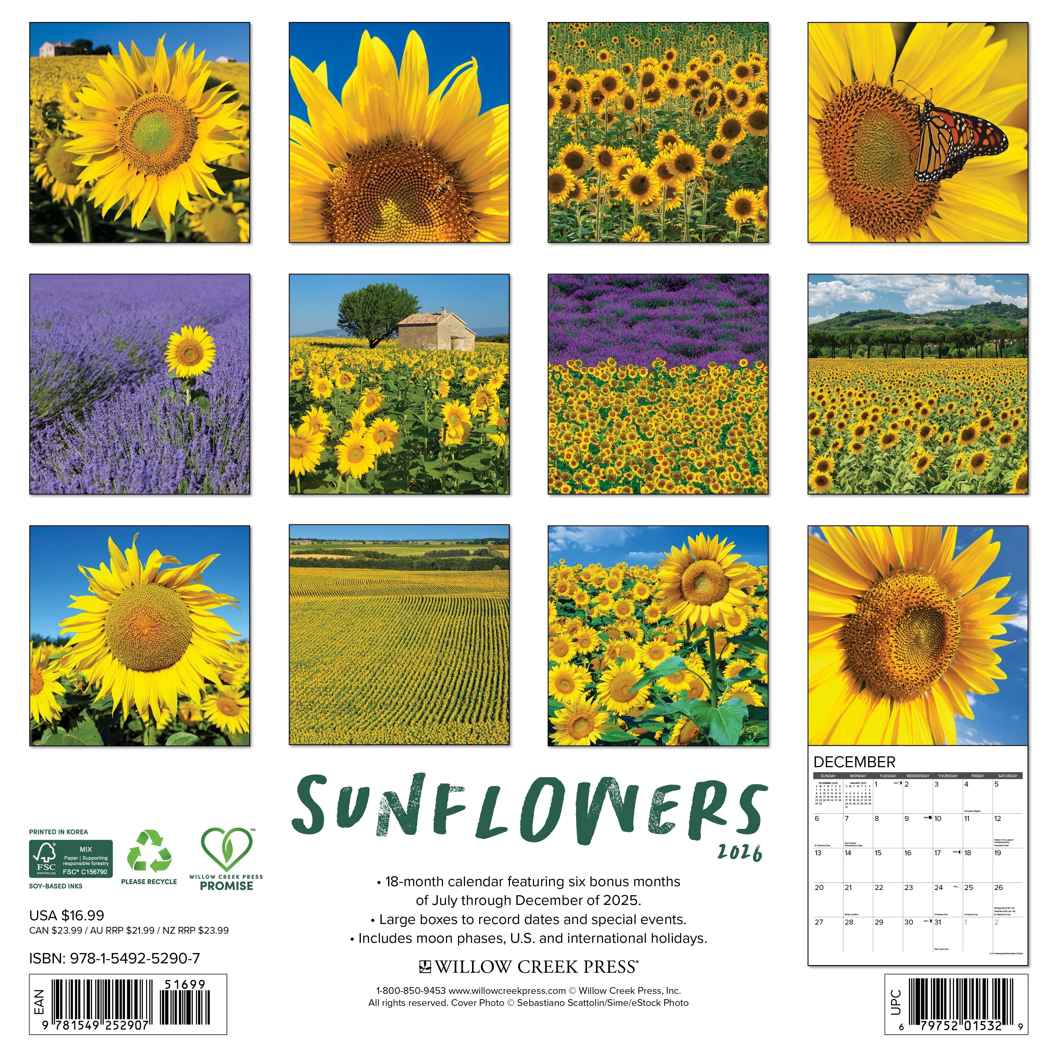 2026 Sunflowers Wall Calendar 9781549252907_cc3a60ce-5d39-4d6e-ace7-dd742abfb570