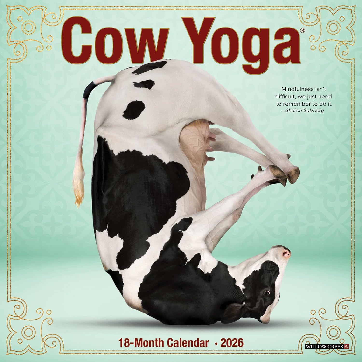 2026 Cow Yoga 7X7 Mini Wall Calendar 9781549253522