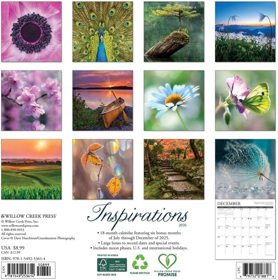 2026 Inspirations 7X7 Mini Wall Calendar 9781549253614