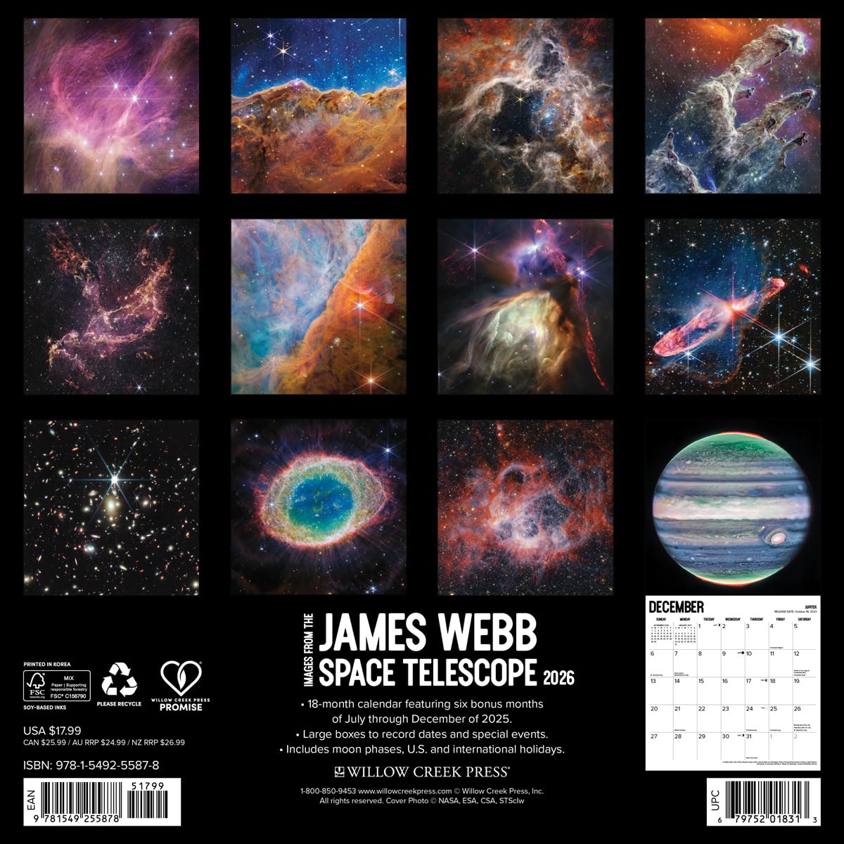 2026 James Webb Space Telescope Wall Calendar 9781549255878_1