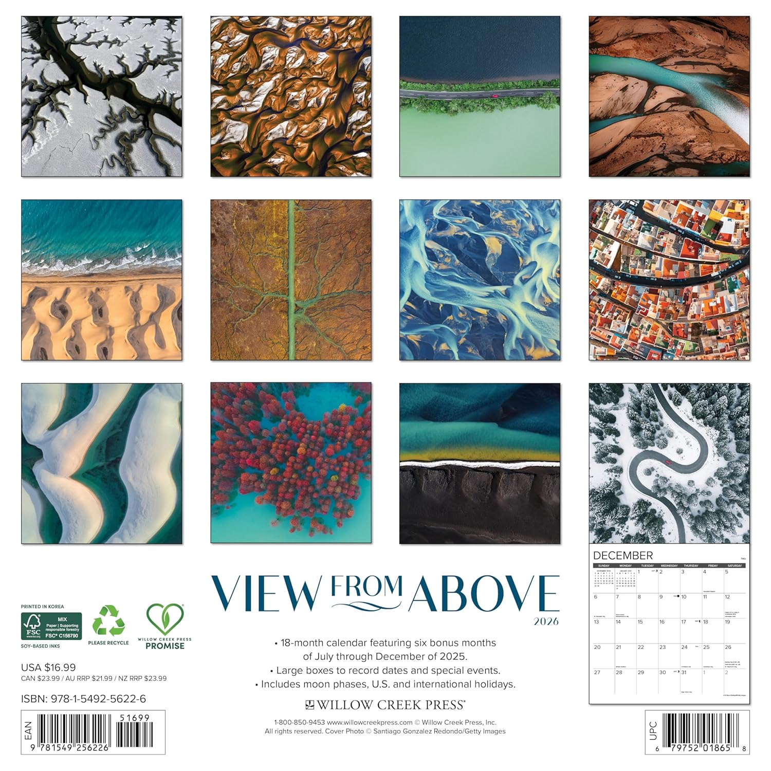 2026 View From Above Wall Calendar 9781549256226