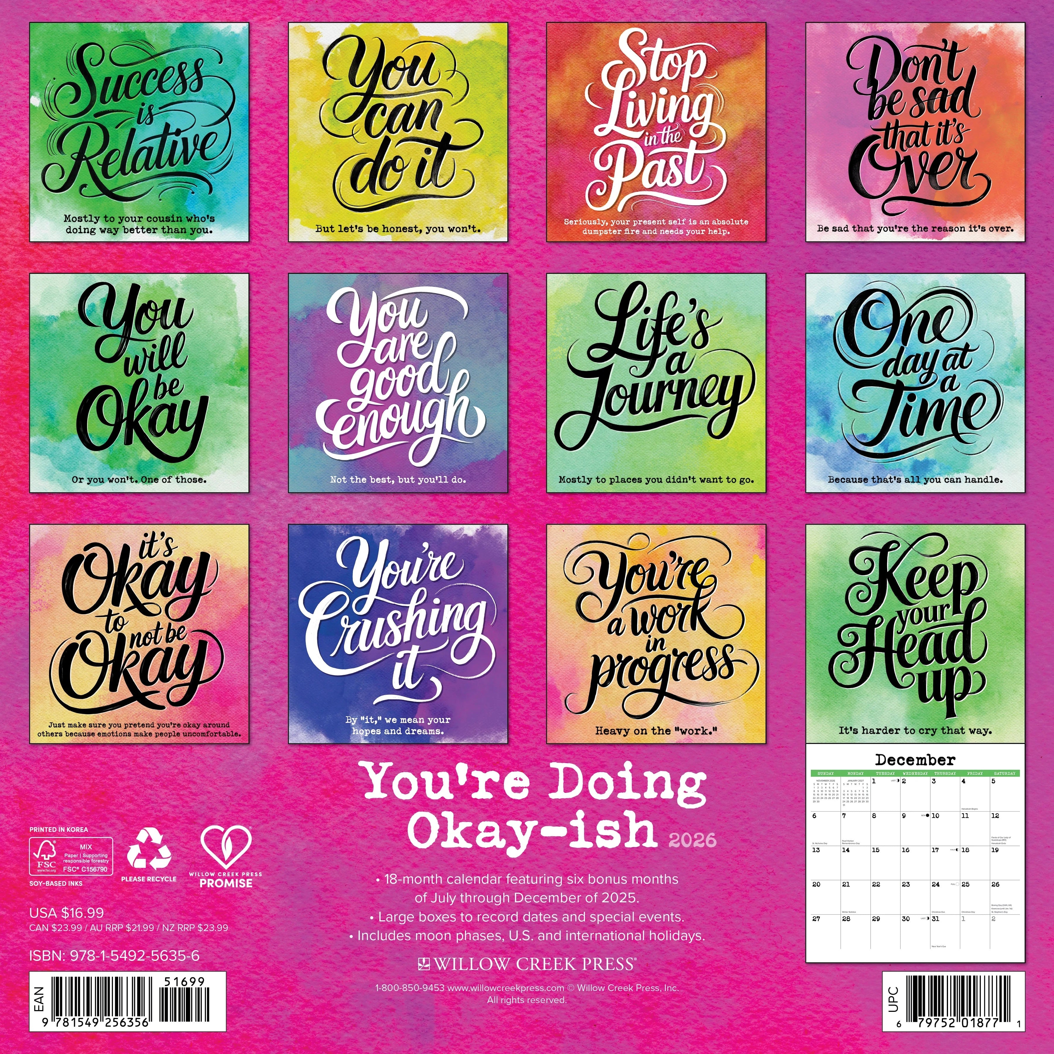 2026 You're Doing Okay-Ish Wall Calendar 9781549256356_7ef300c9-cc9c-48be-bd14-b76574006f19