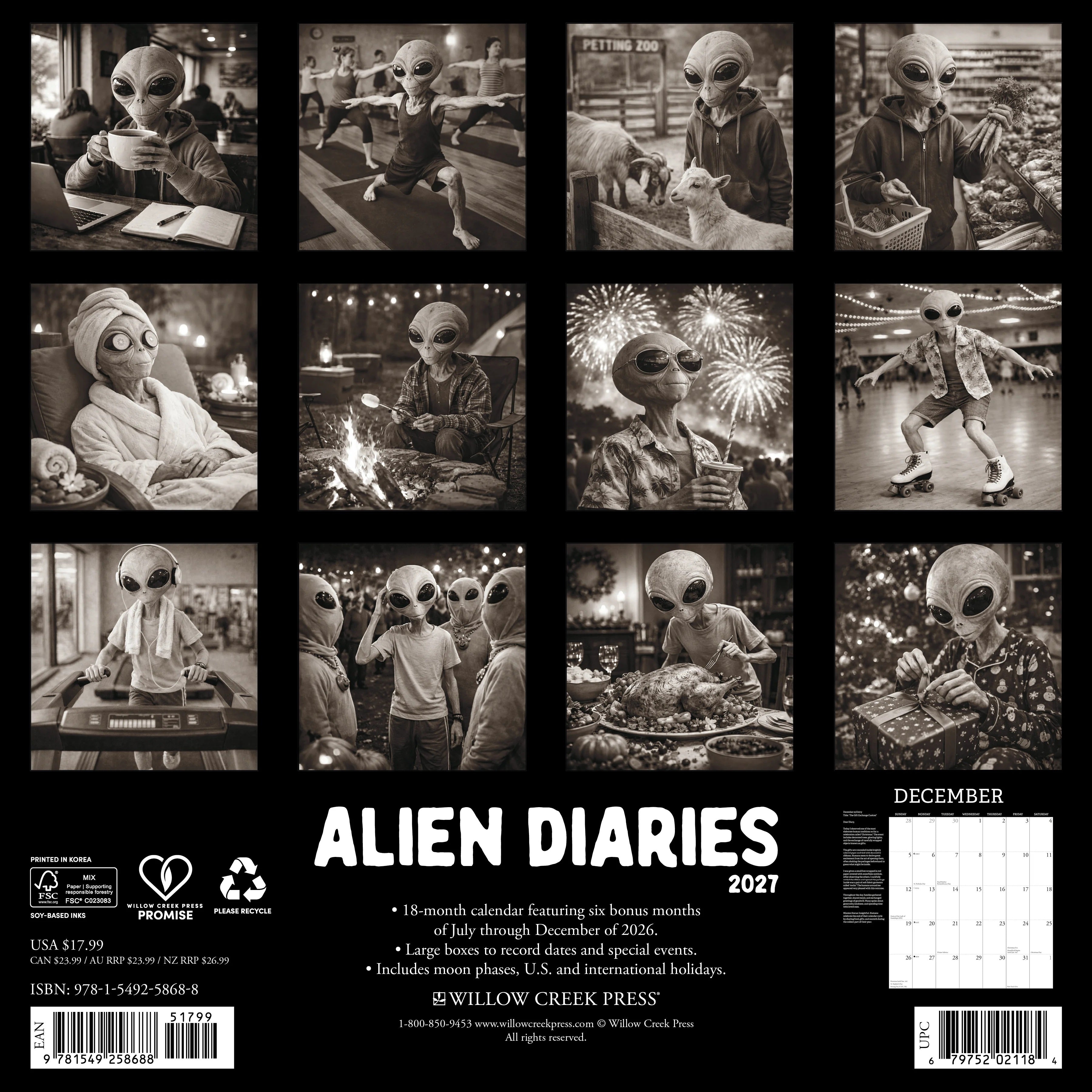 2027 Alien Diaries Wall Calendar 12X12 20 9781549258688_908acc95-5ad0-4ca7-afc1-6497b5e33ba4
