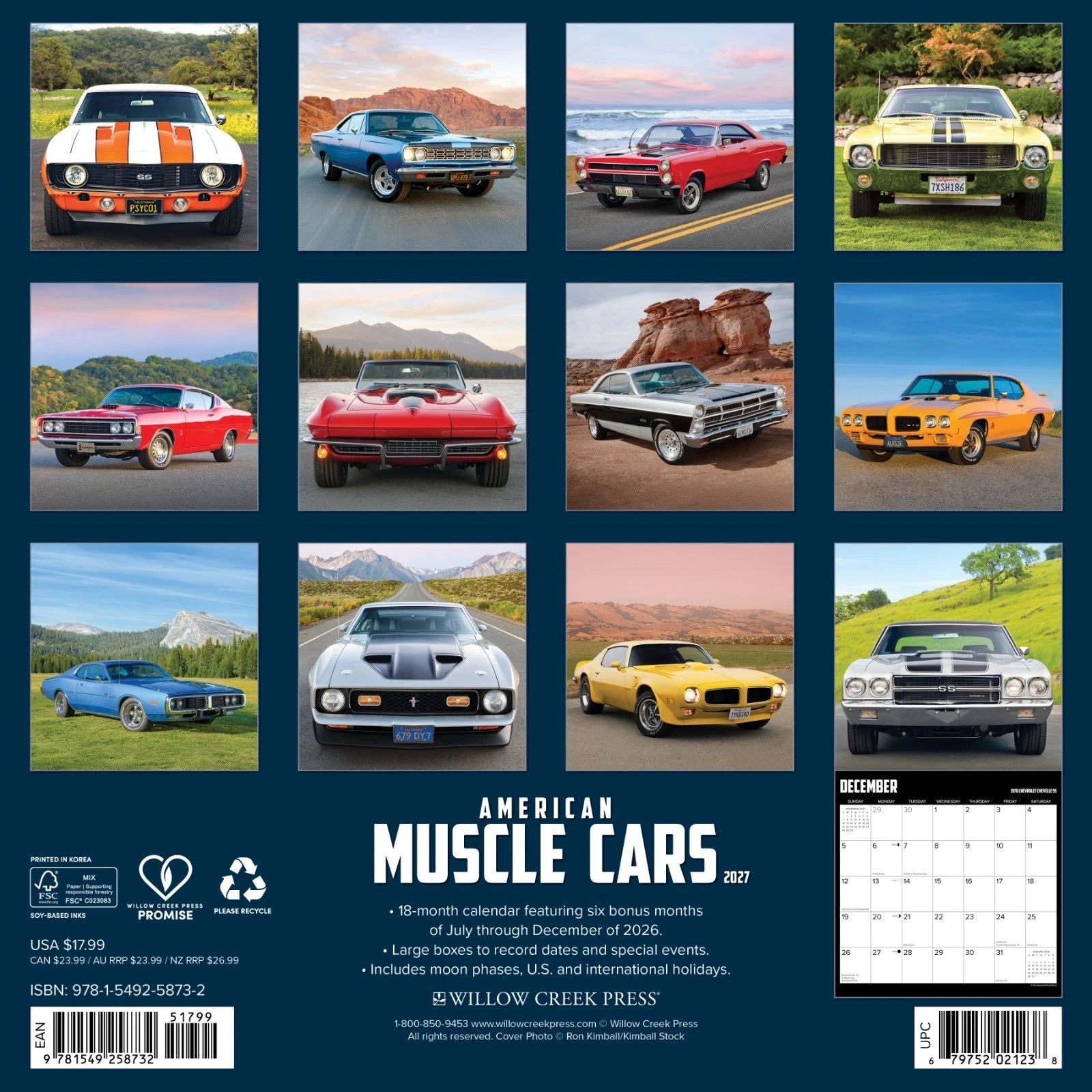 2027 American Muscle Cars Wall Calendar 12X12 20 9781549258732_37755c59-3540-4272-b459-6405983282b5