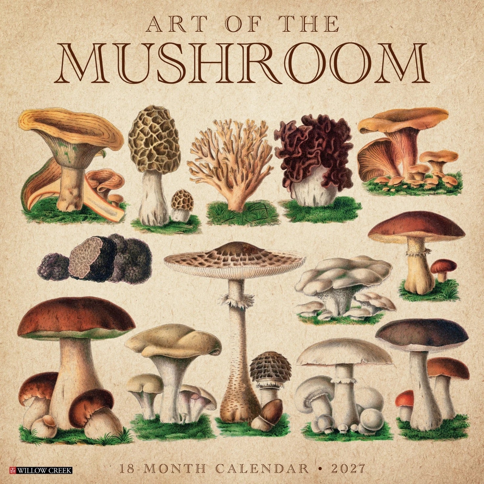 2027 Art of the Mushroom Wall Calendar 12X12 20 9781549258848