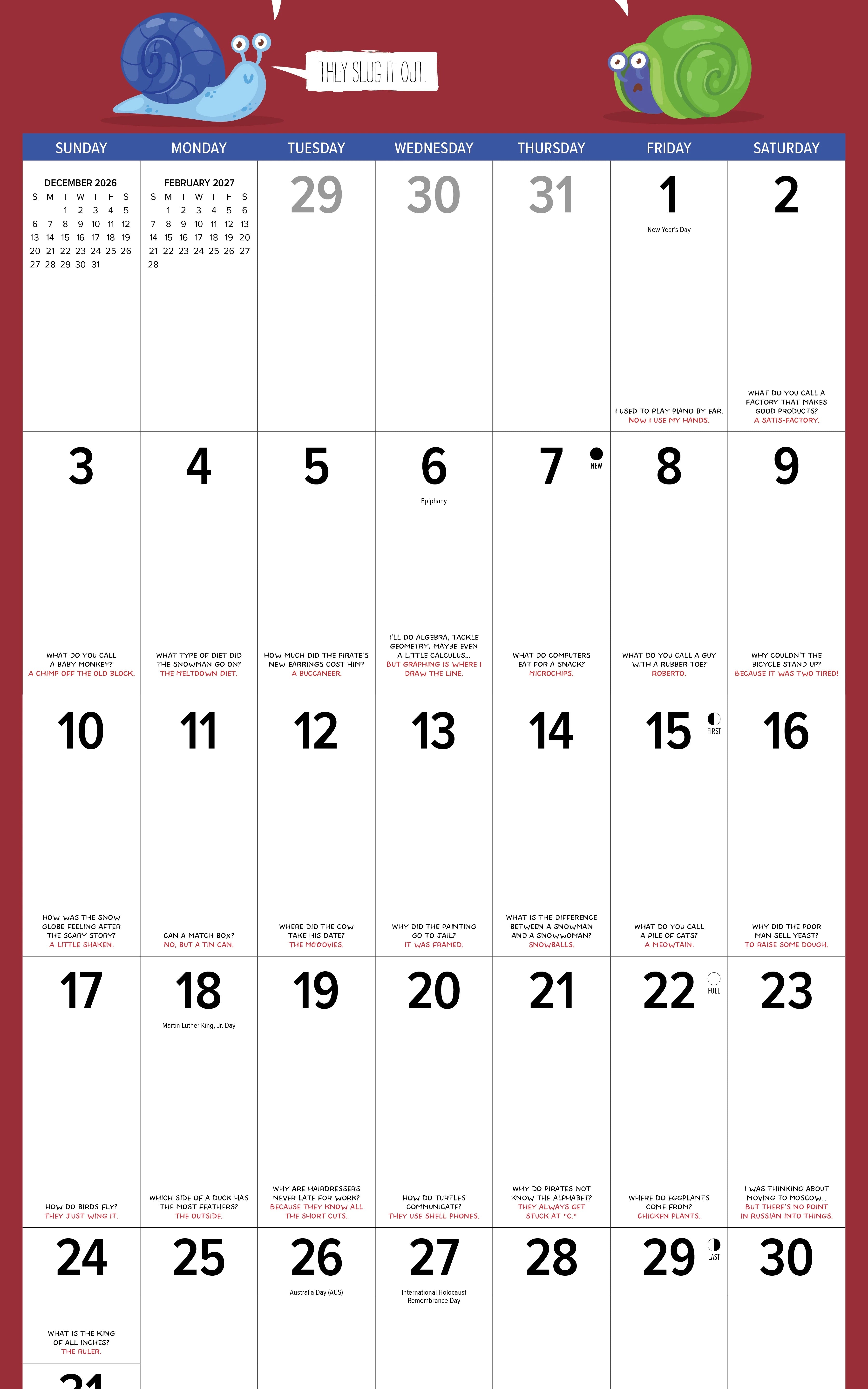 2027 Bad Dad Jokes Wall Calendar 12X12 20 9781549258985_1