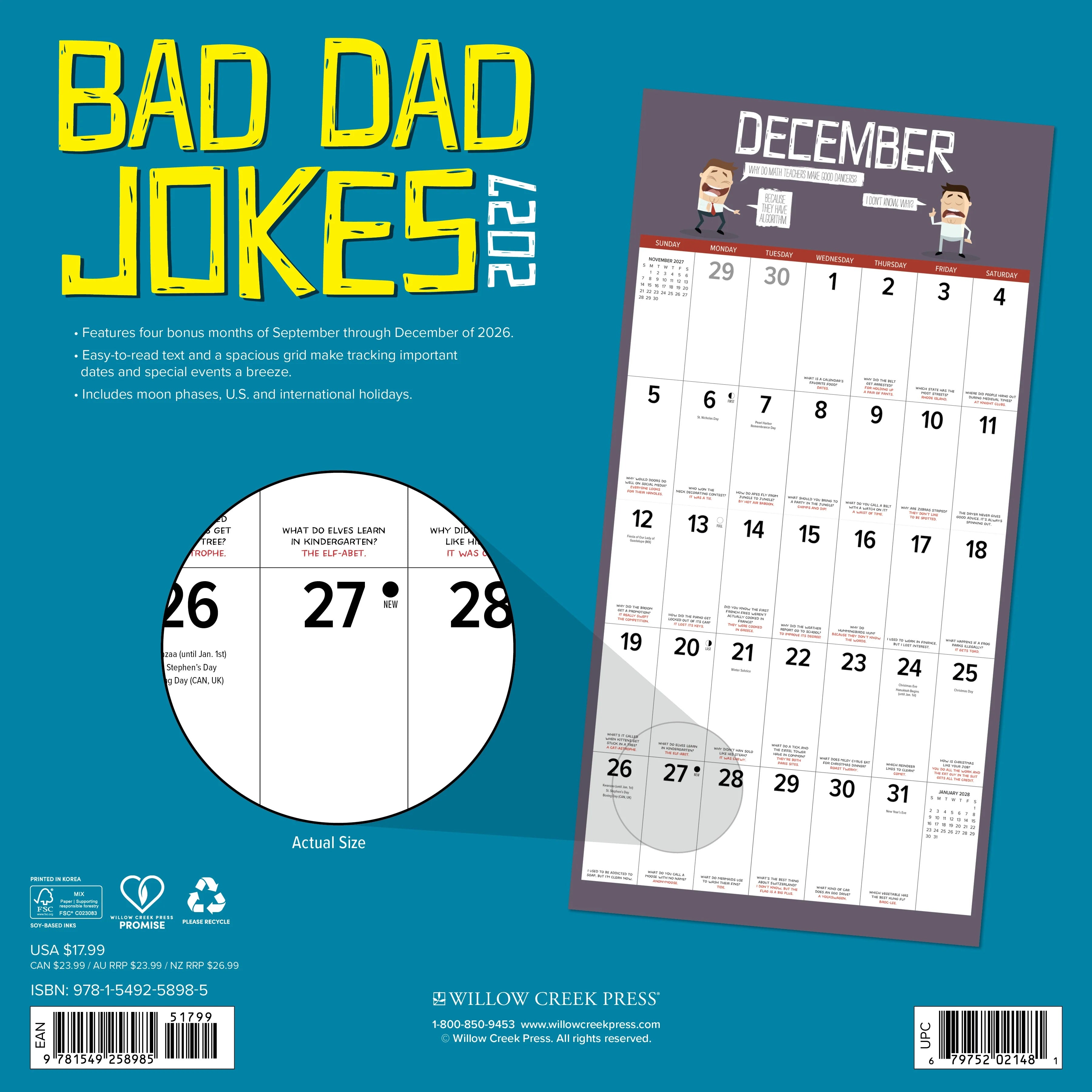 2027 Bad Dad Jokes Wall Calendar 12X12 20 9781549258985_6e07c2a9-b435-4d38-a21e-16d9b42ffe43