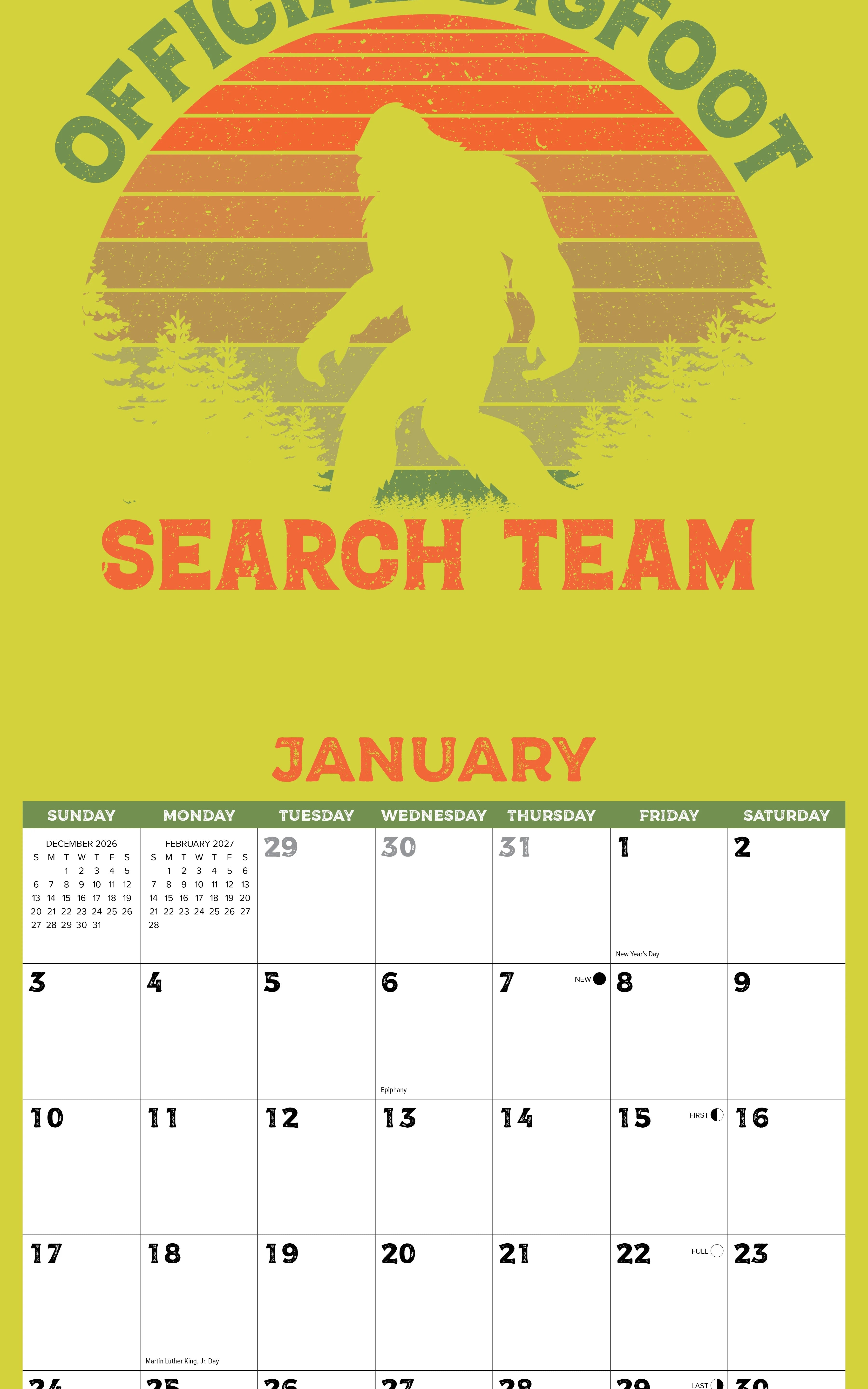 2027 Bigfoot Wall Calendar 12X12 20 9781549259203_1