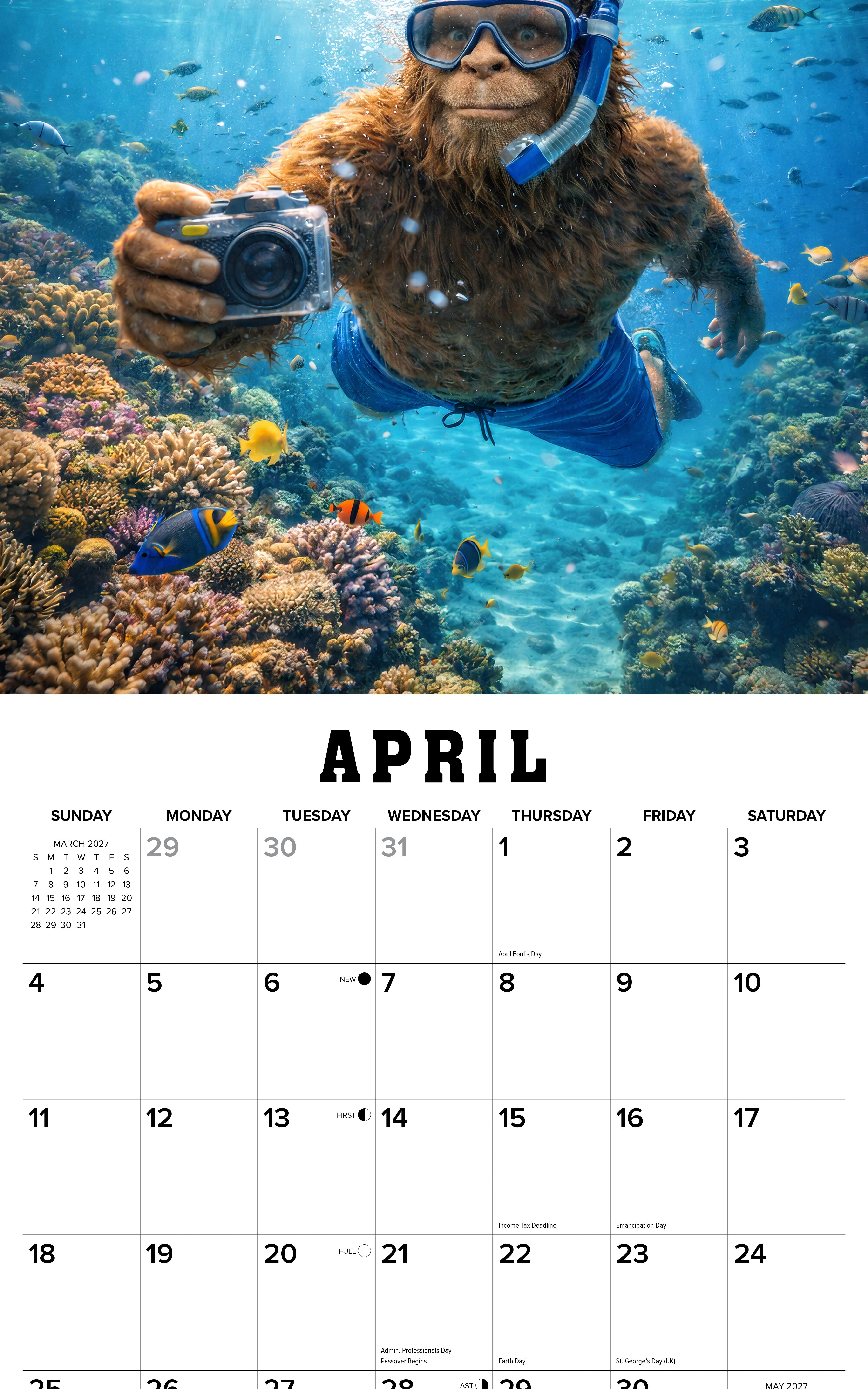 2027 Bigfoot Travels the World Wall Calendar 12X12 20 9781549259210_1