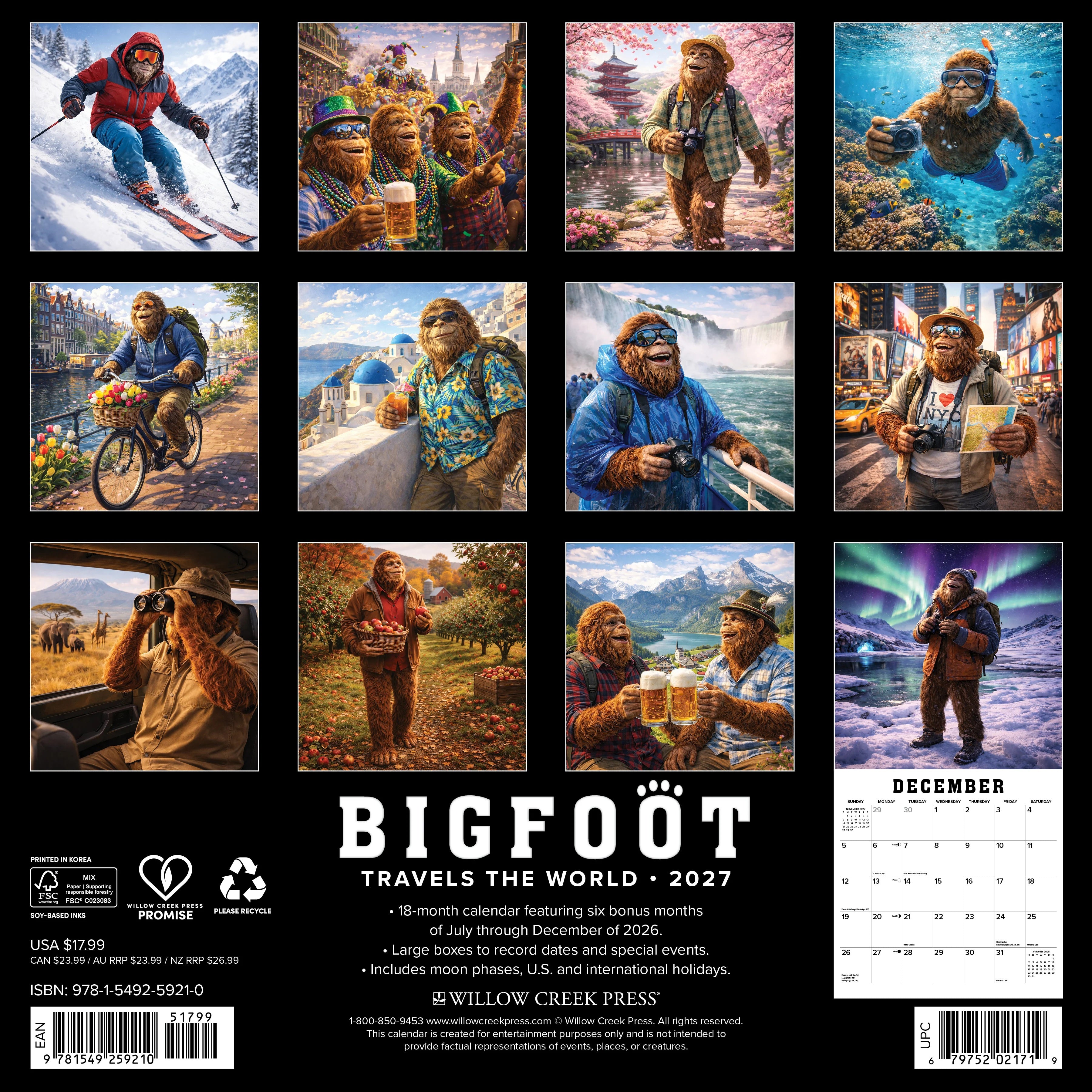 2027 Bigfoot Travels the World Wall Calendar 12X12 20 9781549259210_5345cb06-9d6d-45fa-b423-9ab422c57f8e