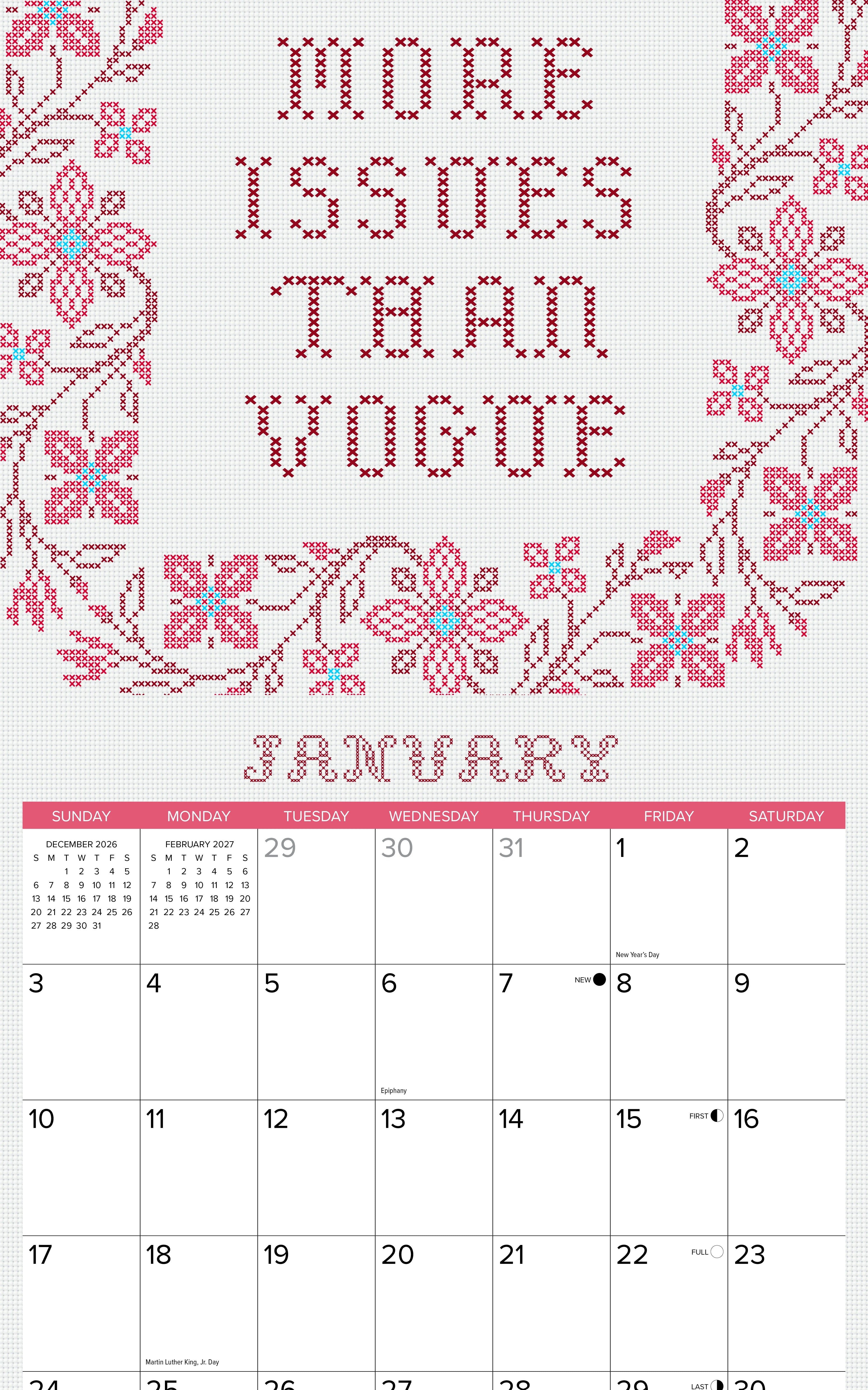 2027 Bitchin' Cross-stitchin' Wall Calendar 12X12 20 9781549259227_1