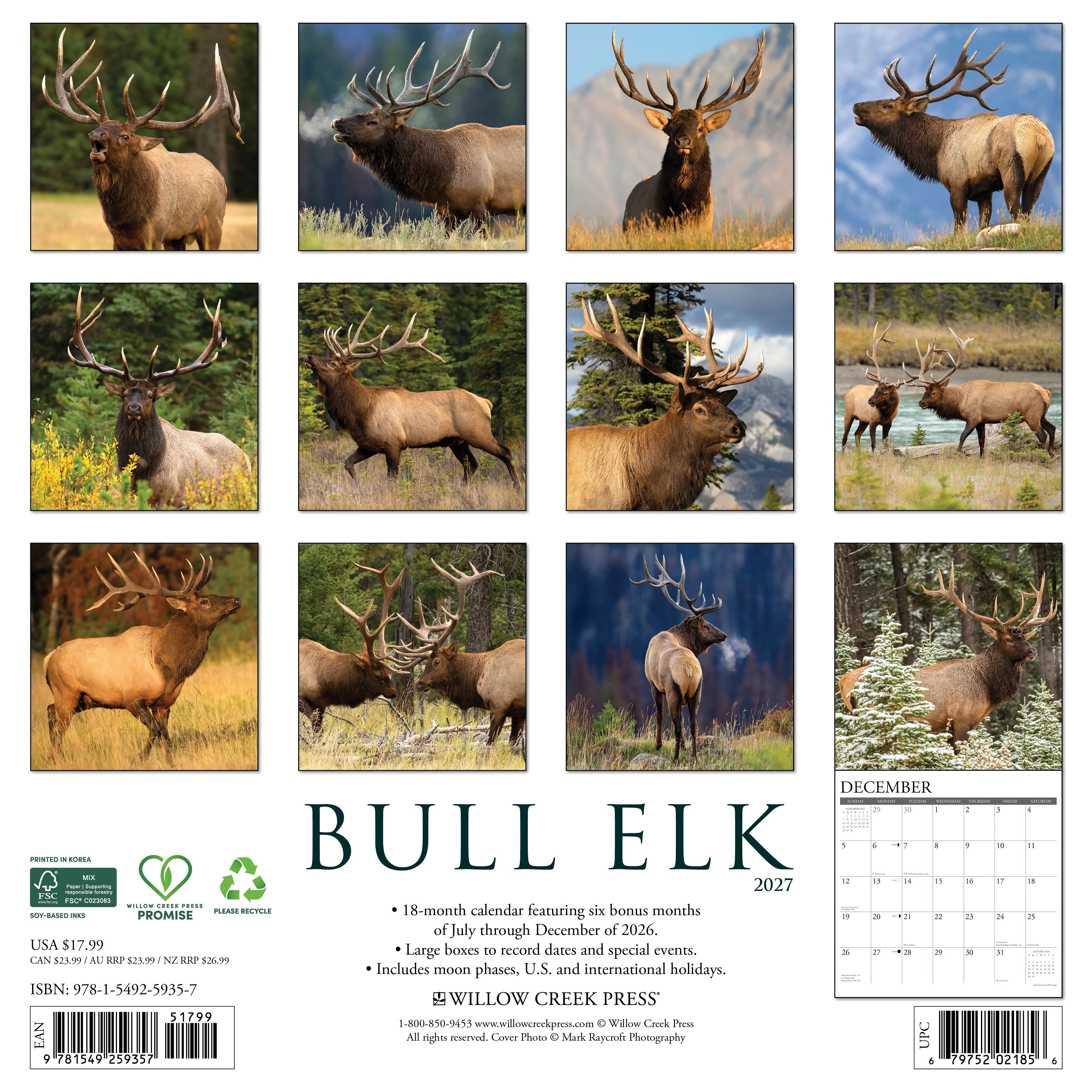 2027 Bull Elk Wall Calendar 12X12 20 9781549259357_182bebe2-c3d2-41e8-99fb-6ac586f8ae4e