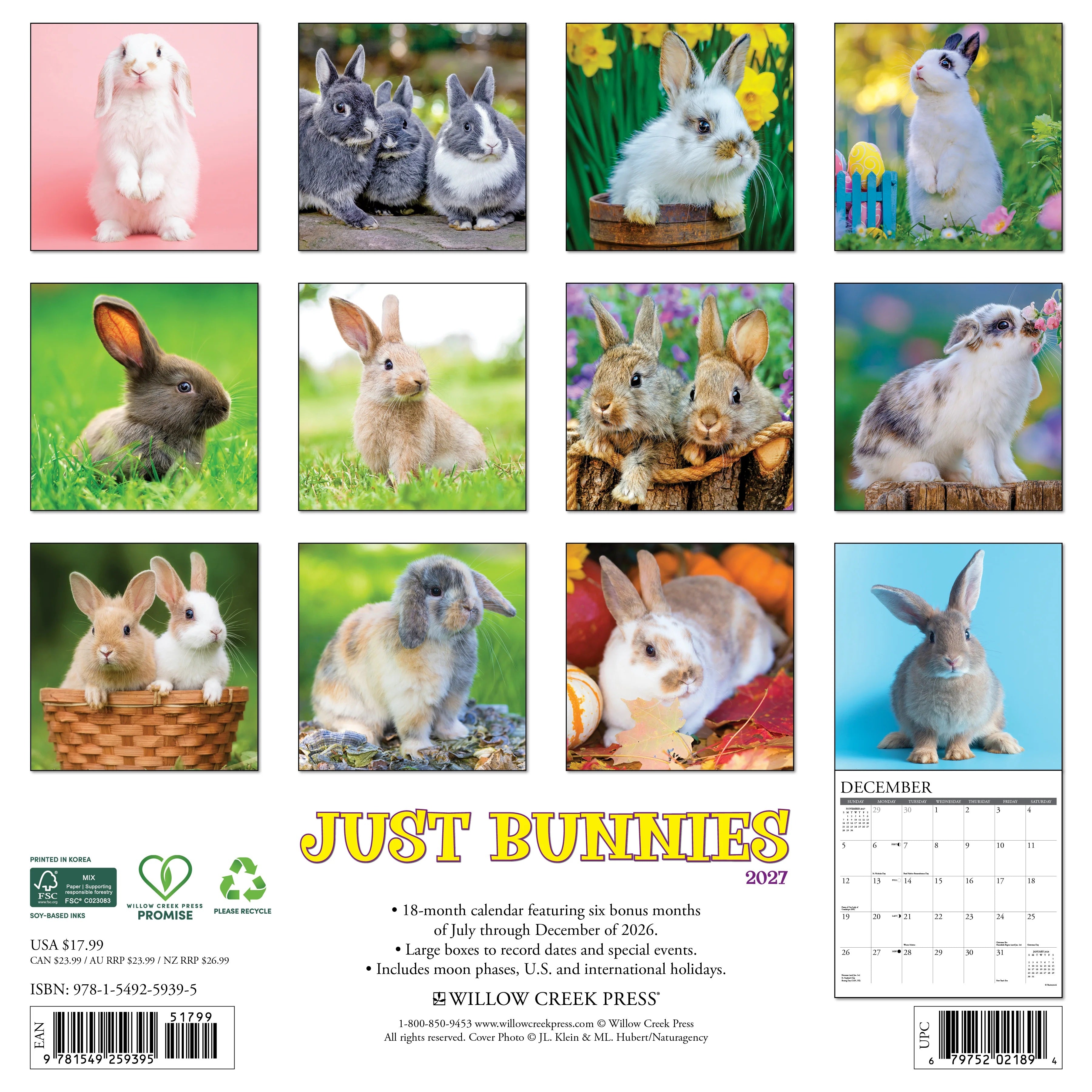 2027 Just Bunnies Wall Calendar 12X12 20 9781549259395_eec6a1bd-f97a-4303-9120-6fba95c621d2