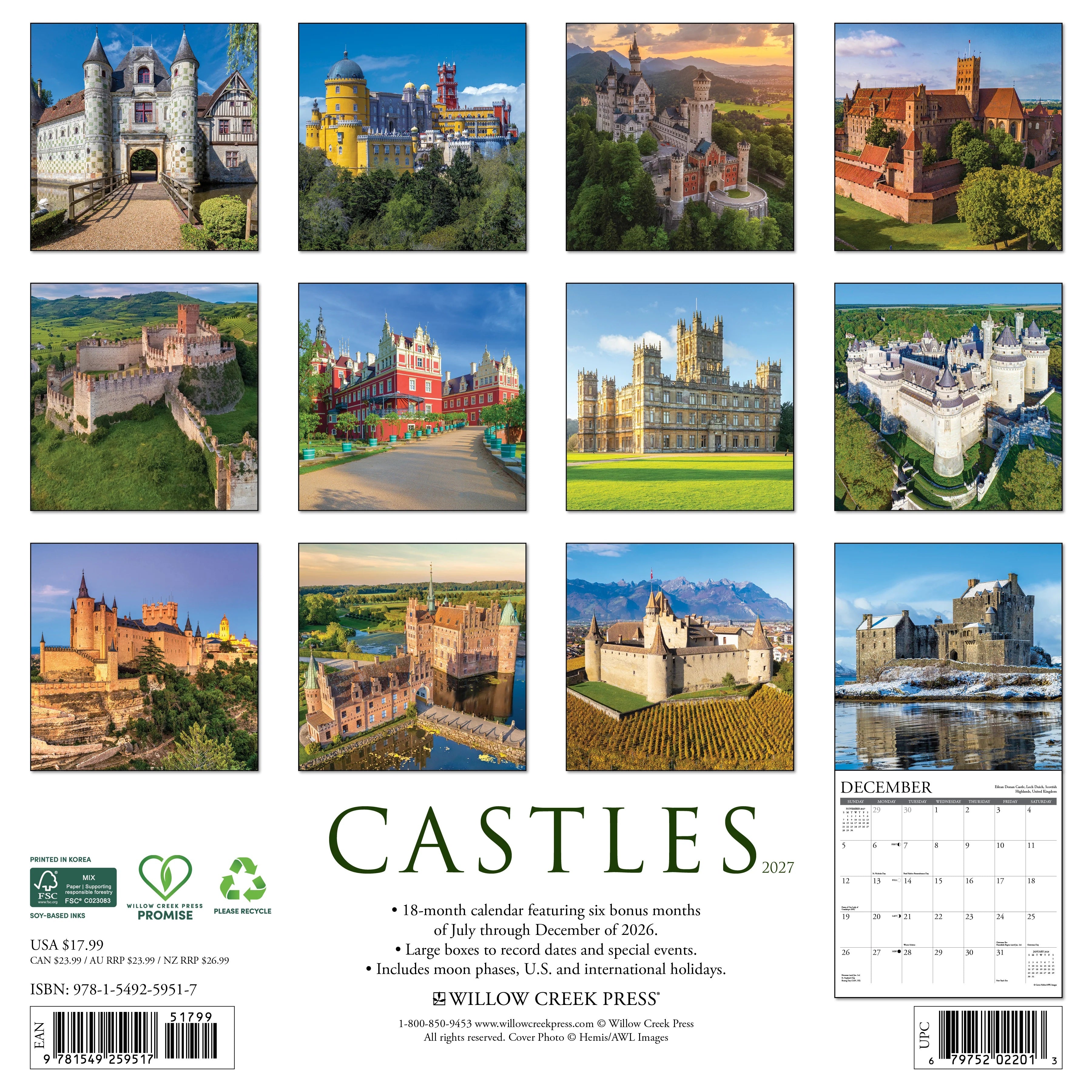 2027 Castles Wall Calendar 12X12 20 9781549259517_da0fa693-b2e0-4a23-aed3-f981c9fdc18f