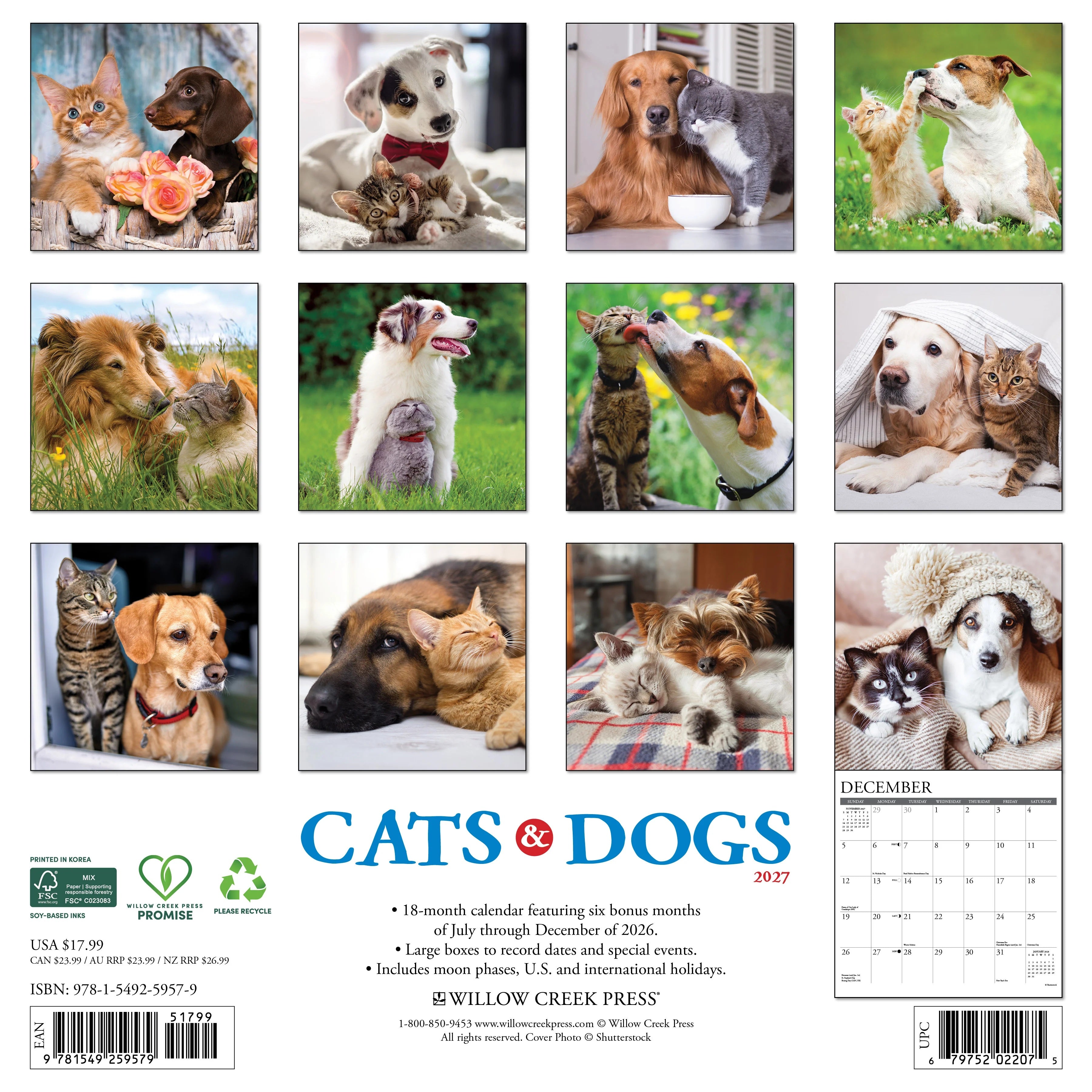 2027 Cats & Dogs Wall Calendar 12X12 20 9781549259579_7e860bc7-d605-48e5-901a-487f575fc2a9