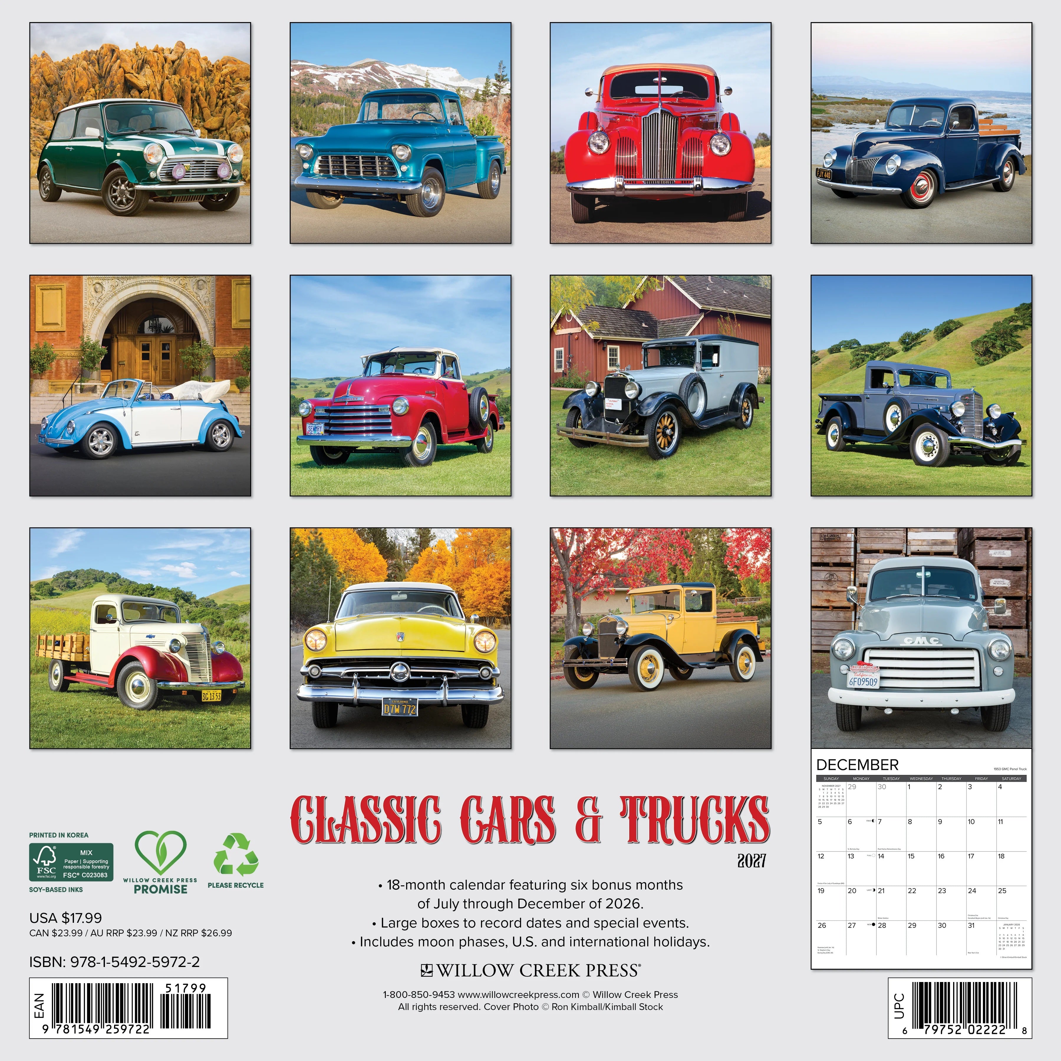 2027 Classic Cars & Trucks Wall Calendar 12X12 20 9781549259722_6e229e2a-51f9-44bd-8522-8c3fcdb77eb3