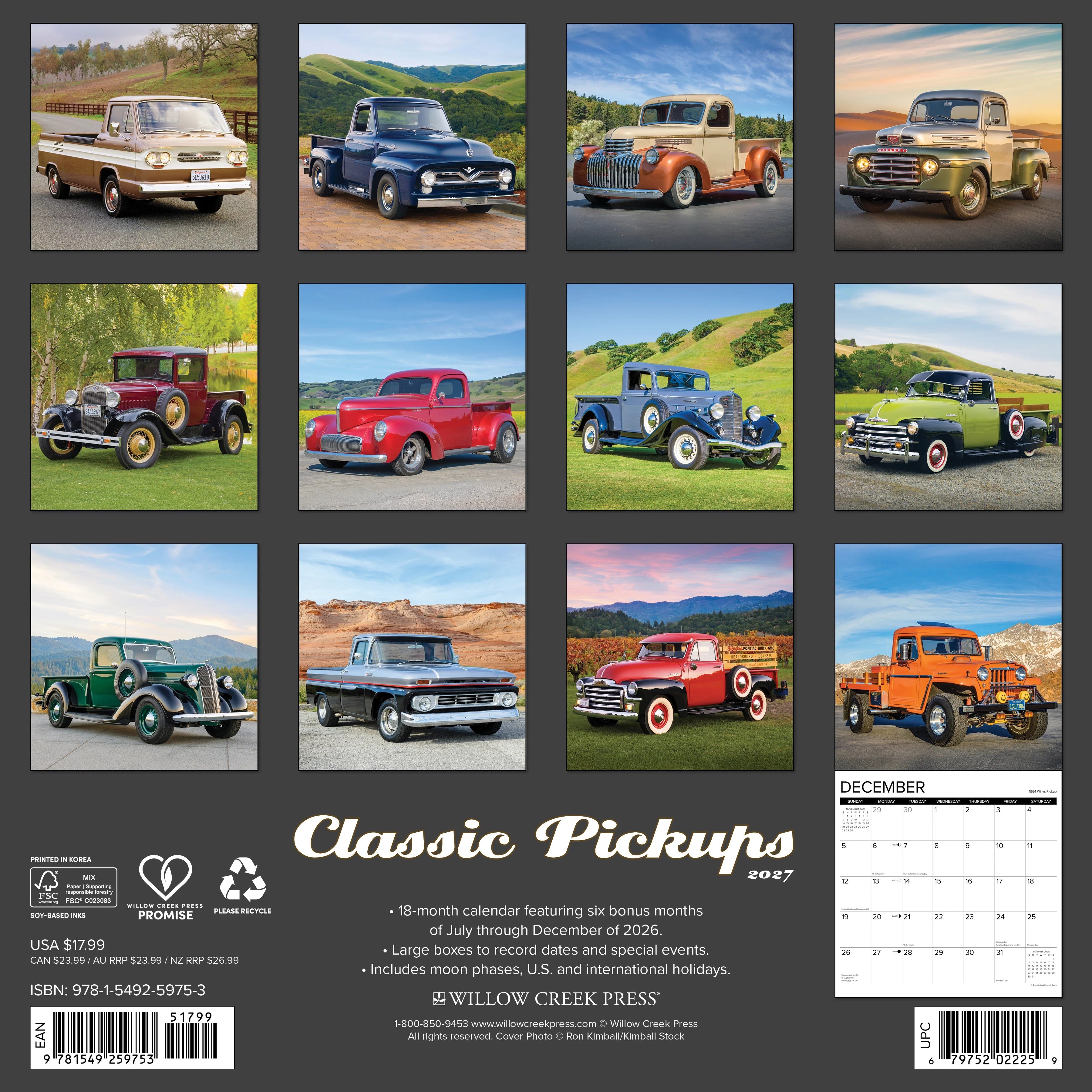 2027 Classic Pickups Wall Calendar 12X12 20 9781549259753_257b1f51-9033-44c3-93ab-24cb9ddf4b6c