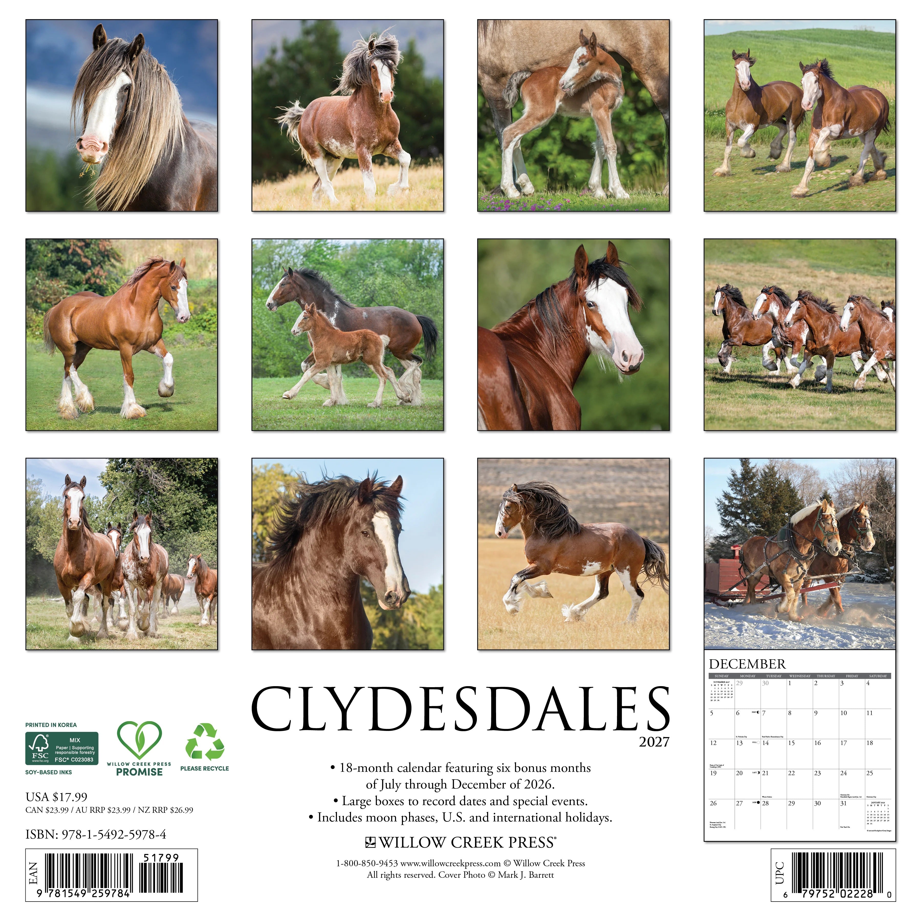 2027 Clydesdales Wall Calendar 12X12 20 9781549259784_c73f4afd-8642-4f16-be72-012ee8f2c014