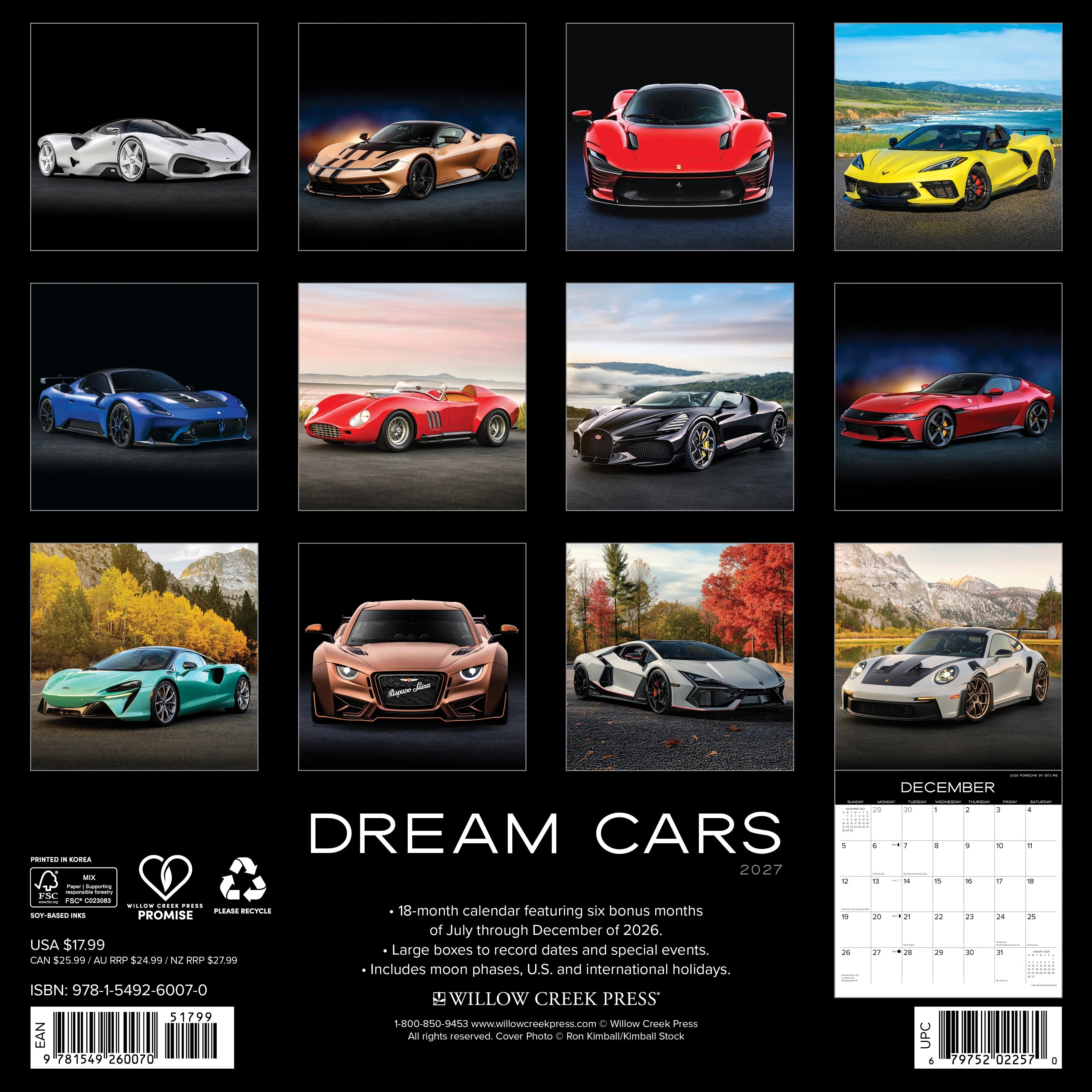 2027 Dream Cars Wall Calendar 12X12 20 9781549260070_d6bc0415-2a1b-400f-8a35-2917c9c3520c