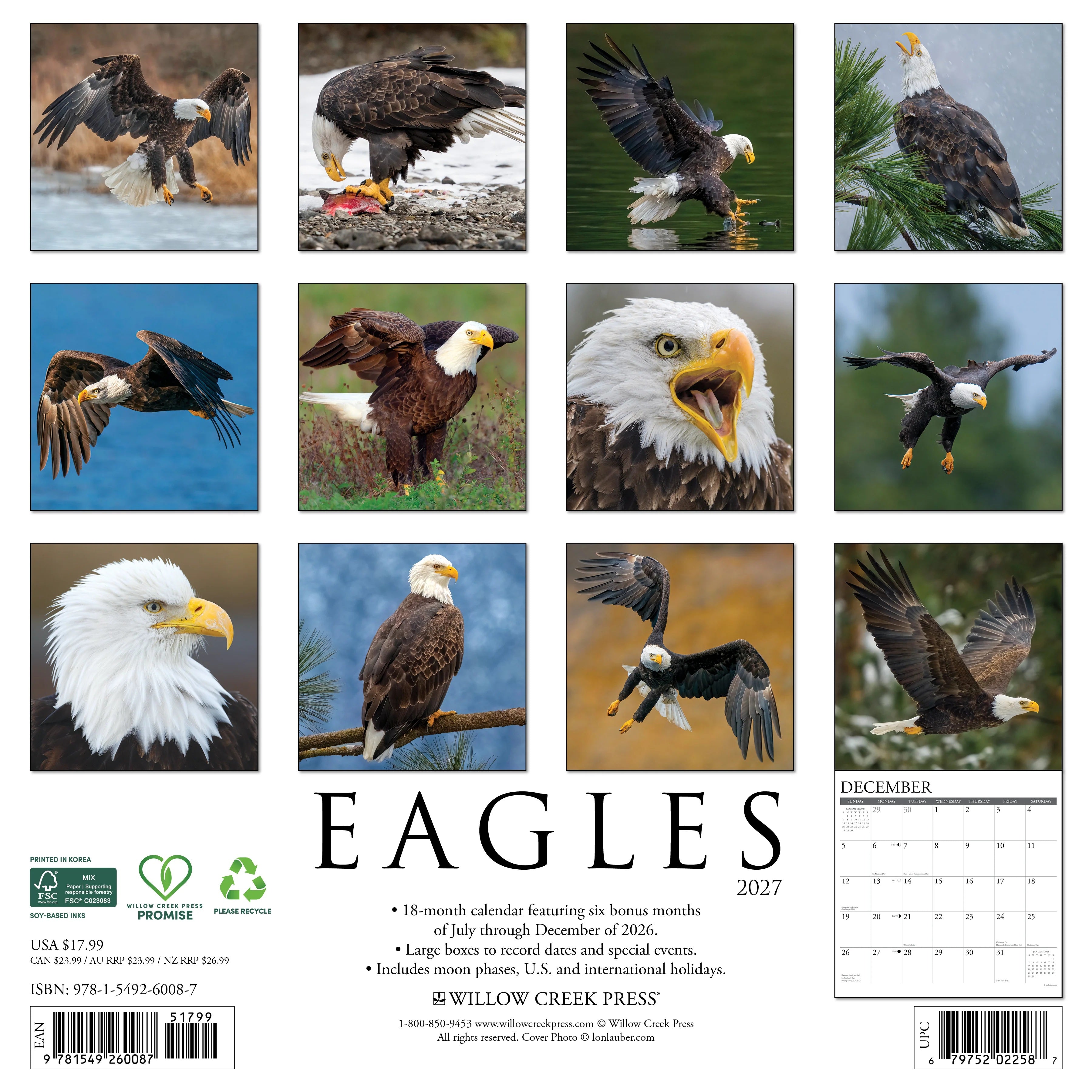 2027 Eagles Wall Calendar 12X12 20 9781549260087_af08513b-3f75-48f7-bb76-028a614c2b82