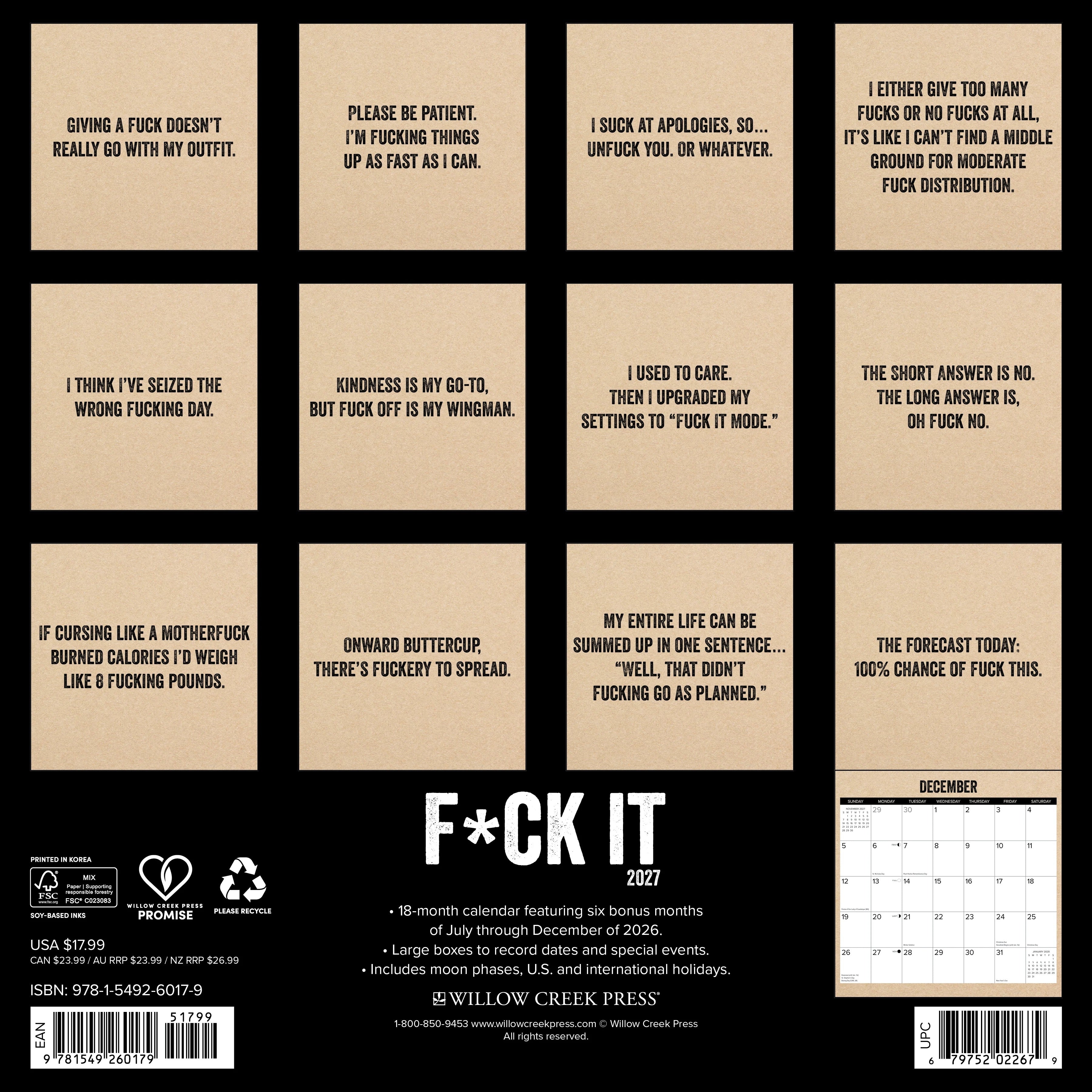 2027 F*ck It Wall Calendar 12X12 20 9781549260179_d522b377-480c-4a34-8a8d-1ad74ea6ed7f