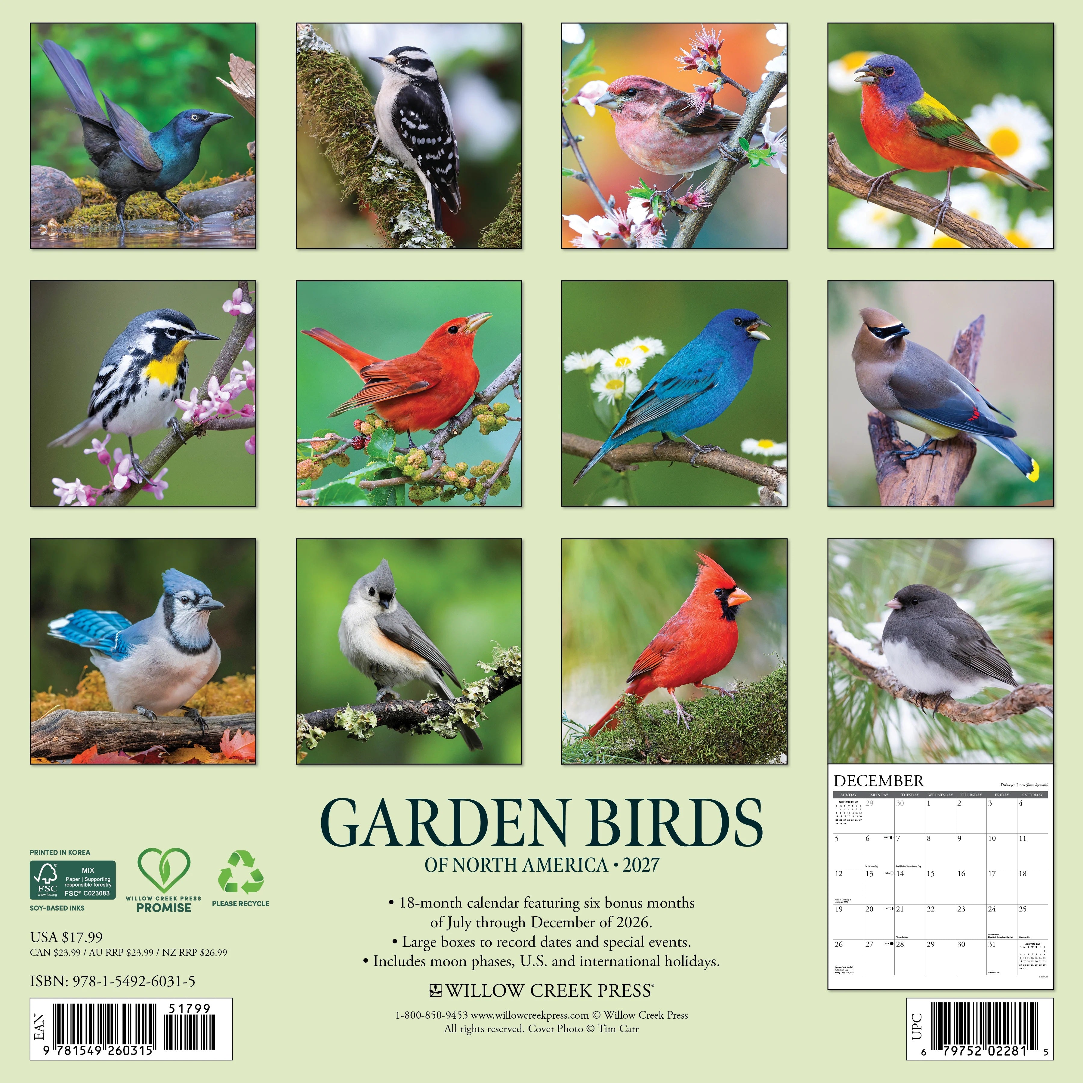 2027 Garden Birds of North America Wall Calendar 12X12 20 9781549260315_3f95b322-9d21-4ed3-b832-a1b05e2a8938