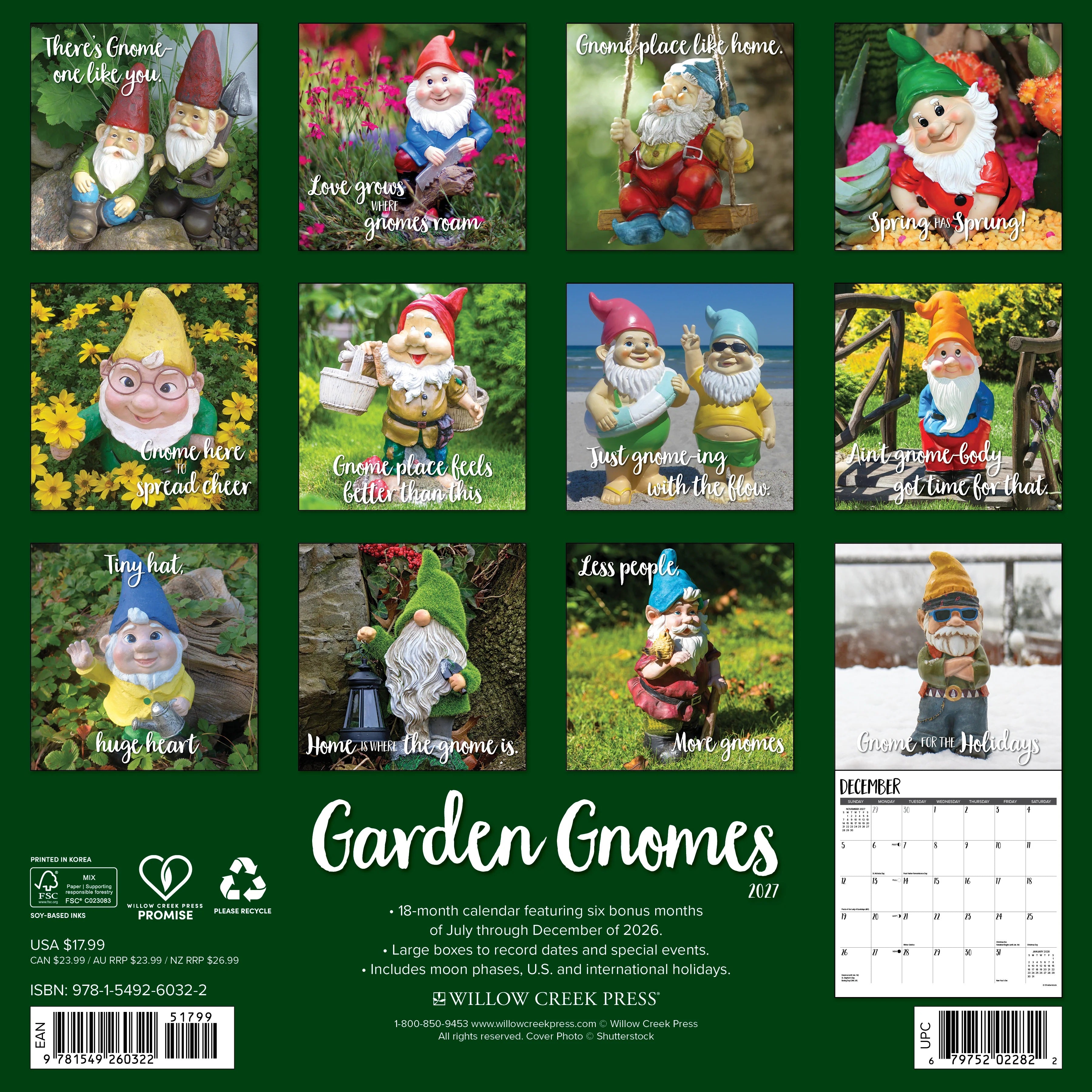 2027 Garden Gnomes Wall Calendar 12X12 20 9781549260322_07002409-6272-40c7-9807-68b7b1af84f4