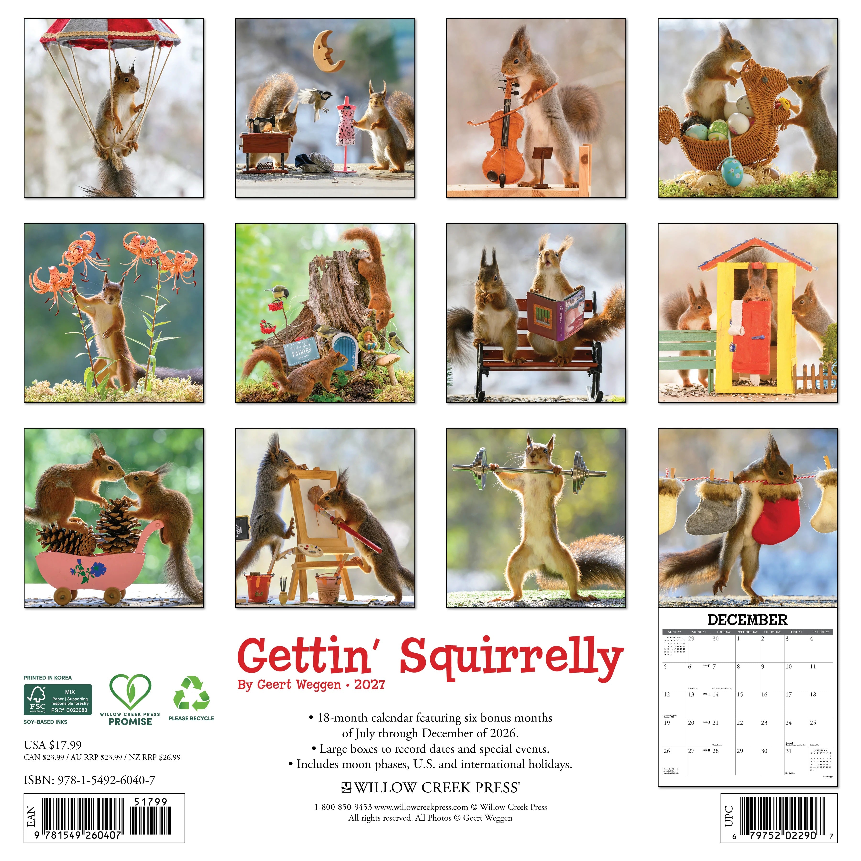2027 Gettin' Squirrelly Wall Calendar 12X12 20 9781549260407_3c263e80-caa3-4a04-927f-93d620515d79