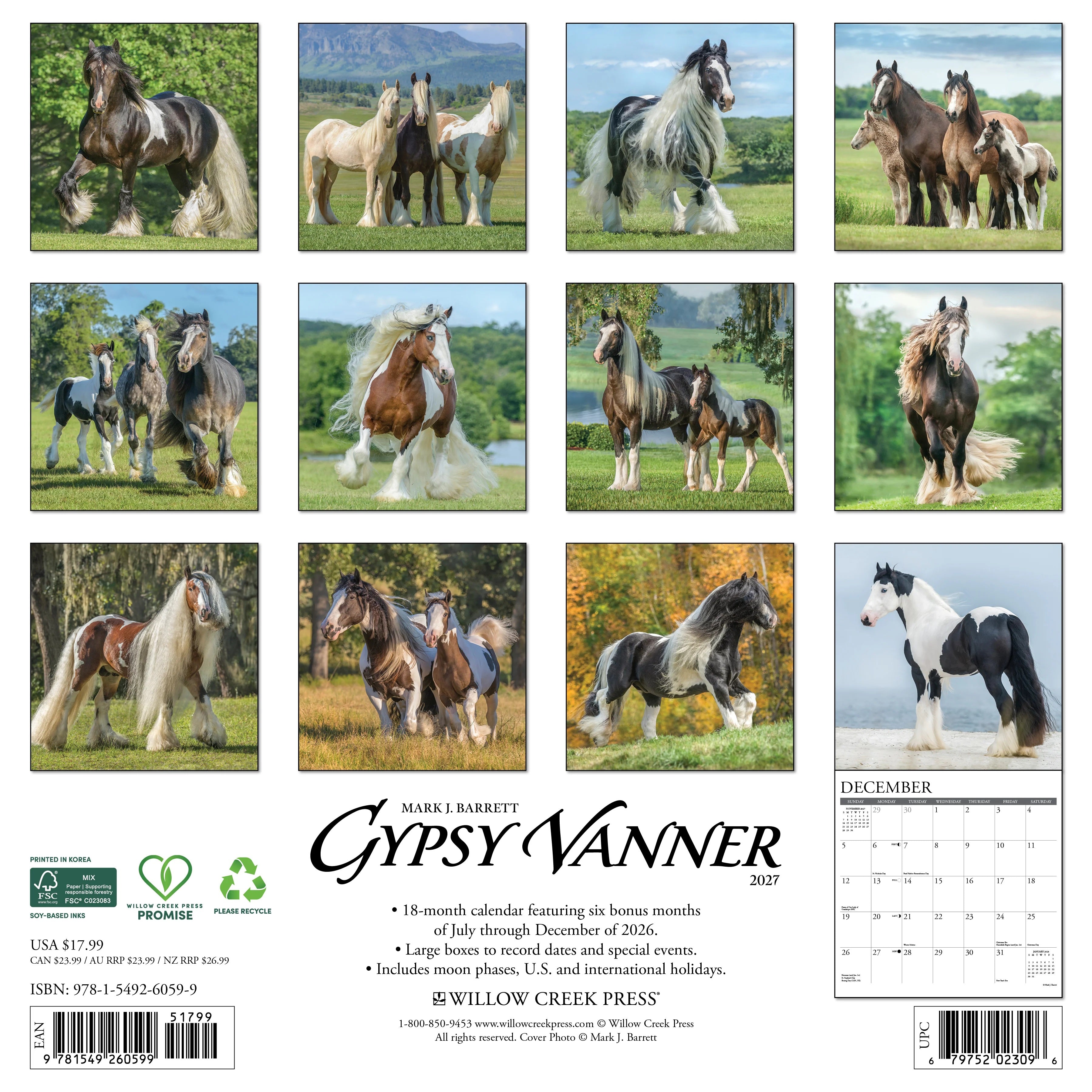 2027 Gypsy Vanner Horses Wall Calendar 12X12 20 9781549260599_32955866-5752-42d7-aa52-ecd9fdefa08a