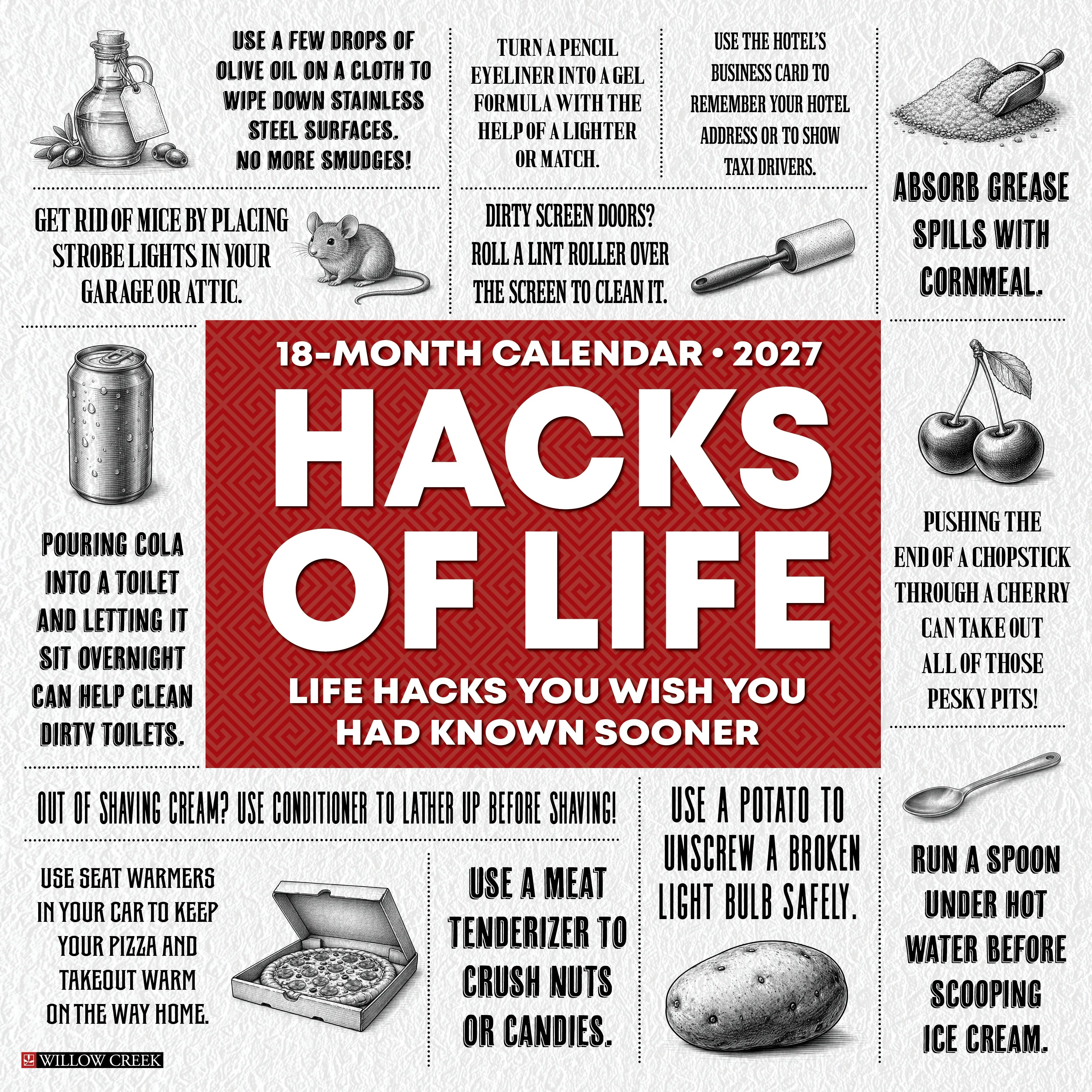 2027 Hacks of Life Wall Calendar 12X12 20 9781549260605