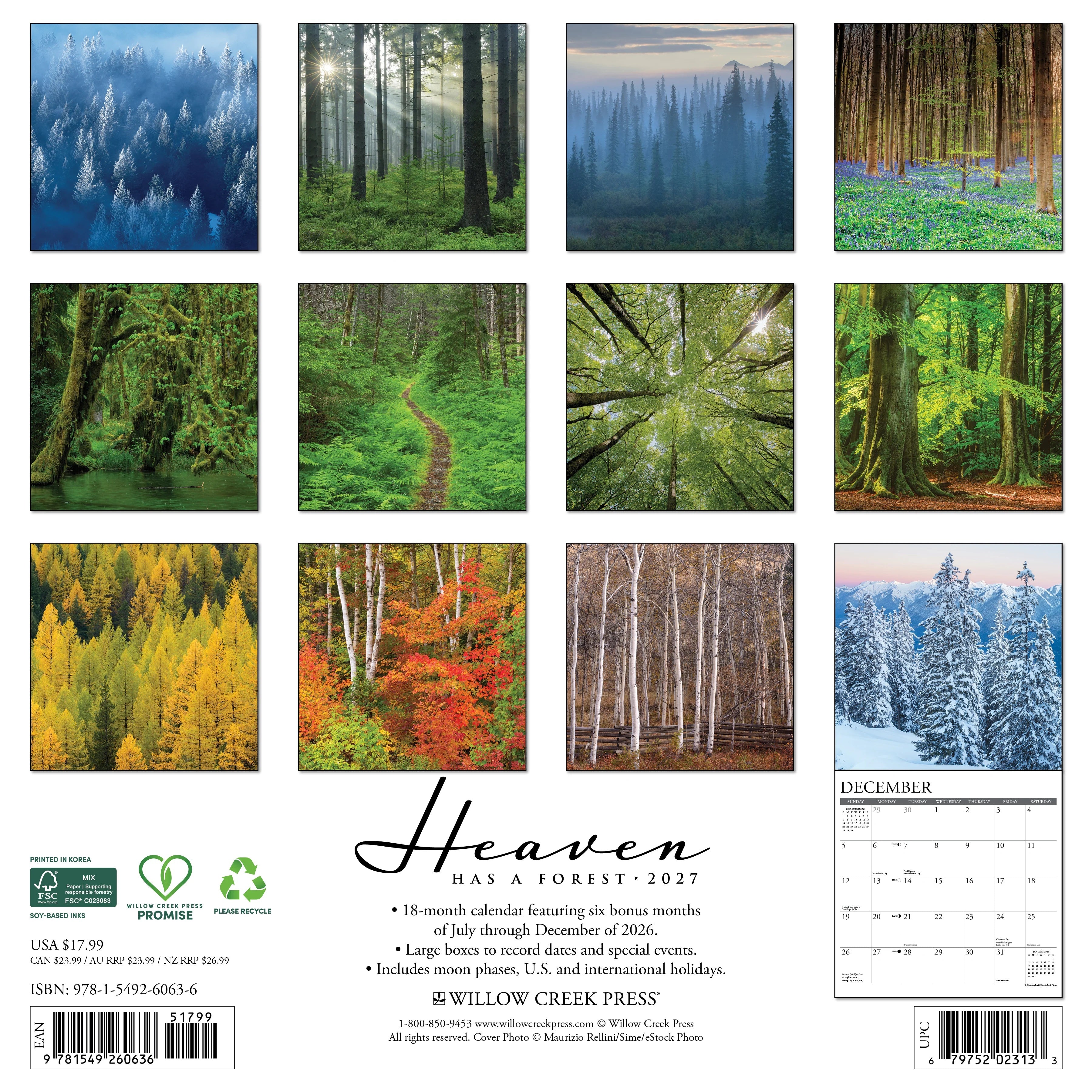 2027 Heaven Has a Forest Wall Calendar 12X12 20 9781549260636_33fb3d65-24d0-43be-a2a2-800b41bd4363
